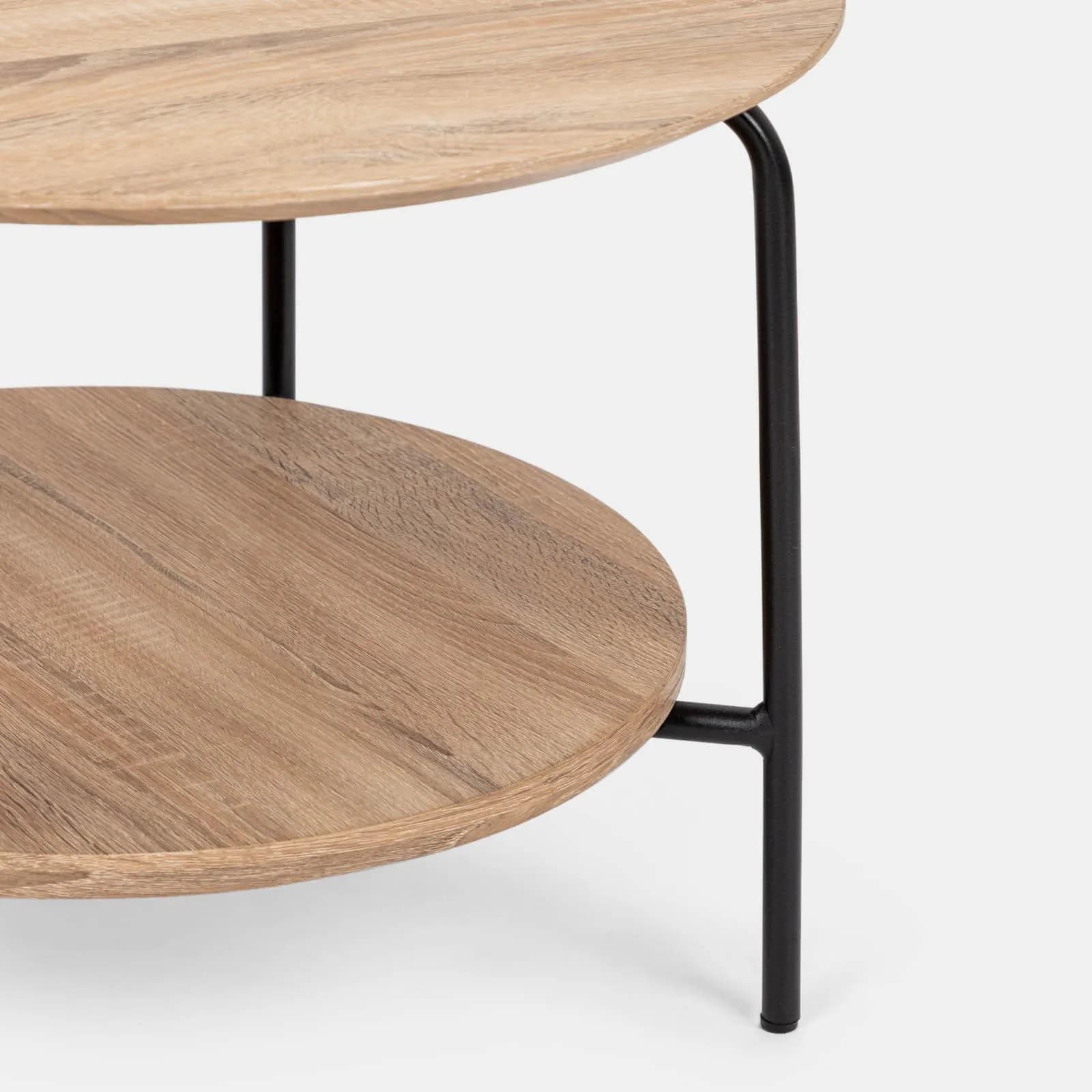 Tavolino 60 cm in metallo nero e legno rovere - Breeze