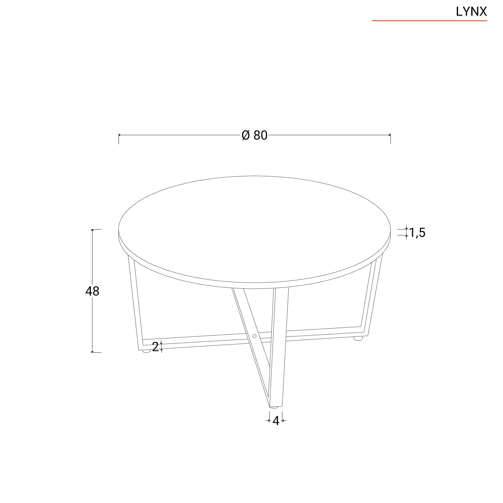 Tavolino rotondo 80 cm in legno e gambe nere - Lynx