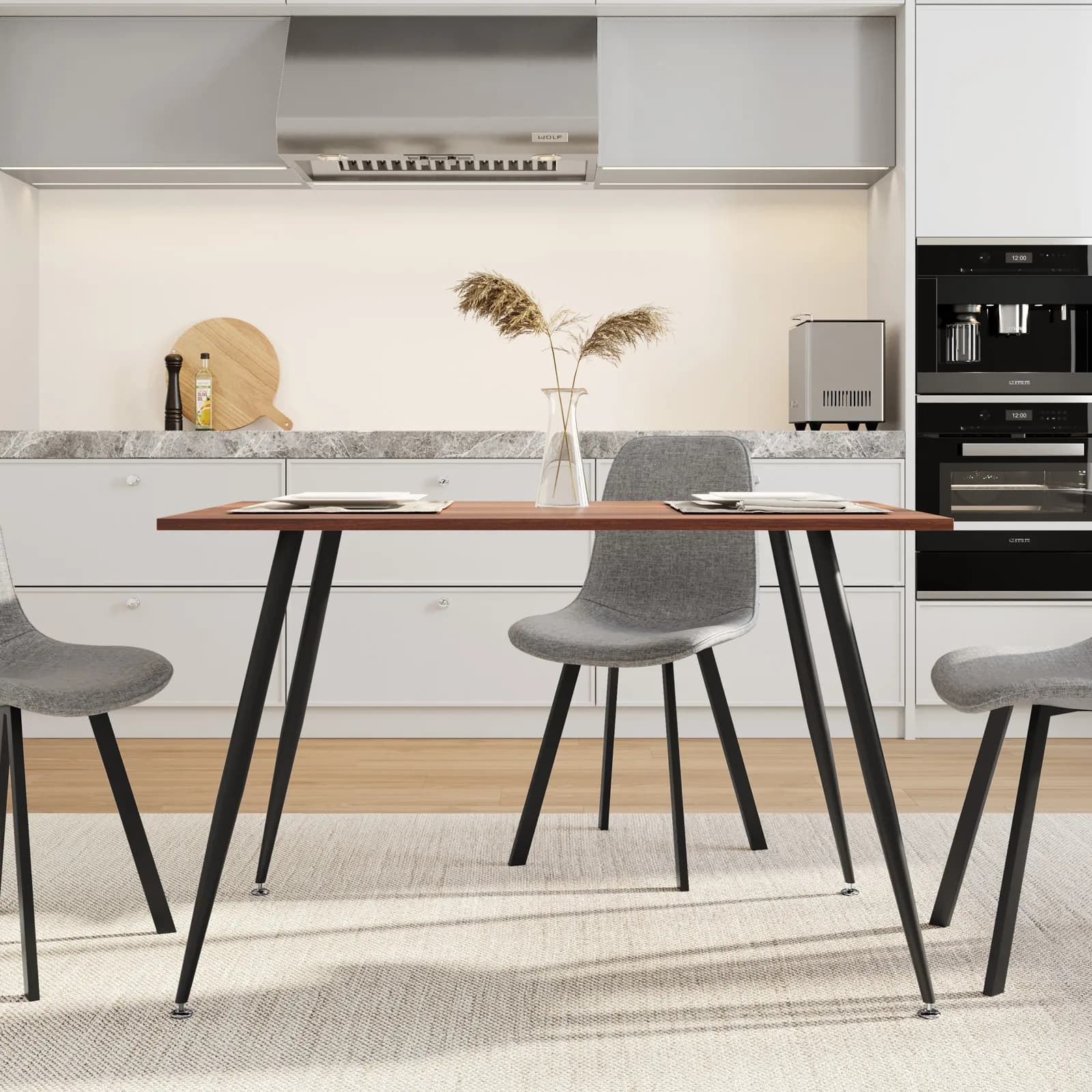 Tavolo 120x70 cm in legno noce e gambe nere - Glimner