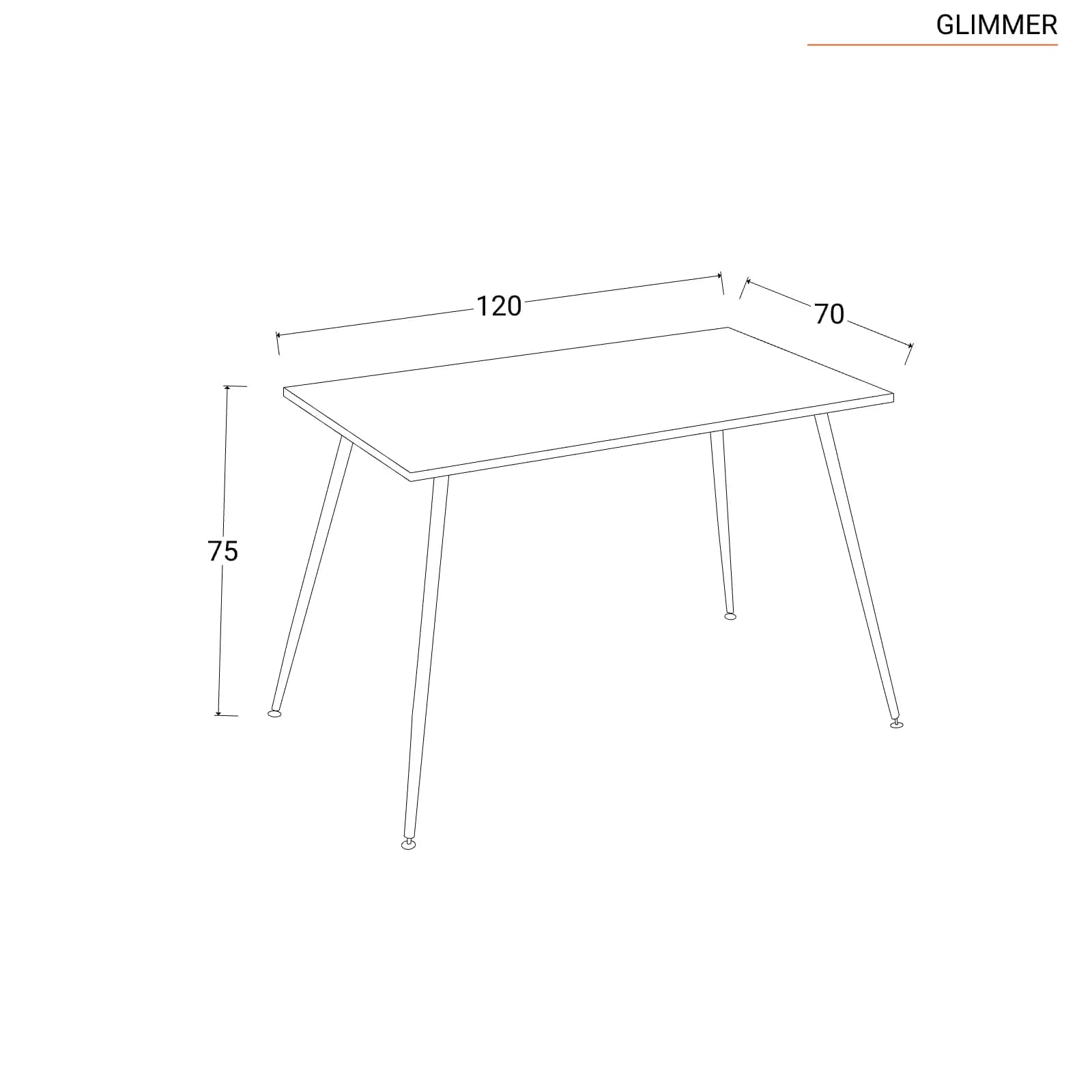 Tavolo 120x70 cm in legno noce e gambe nere - Glimner