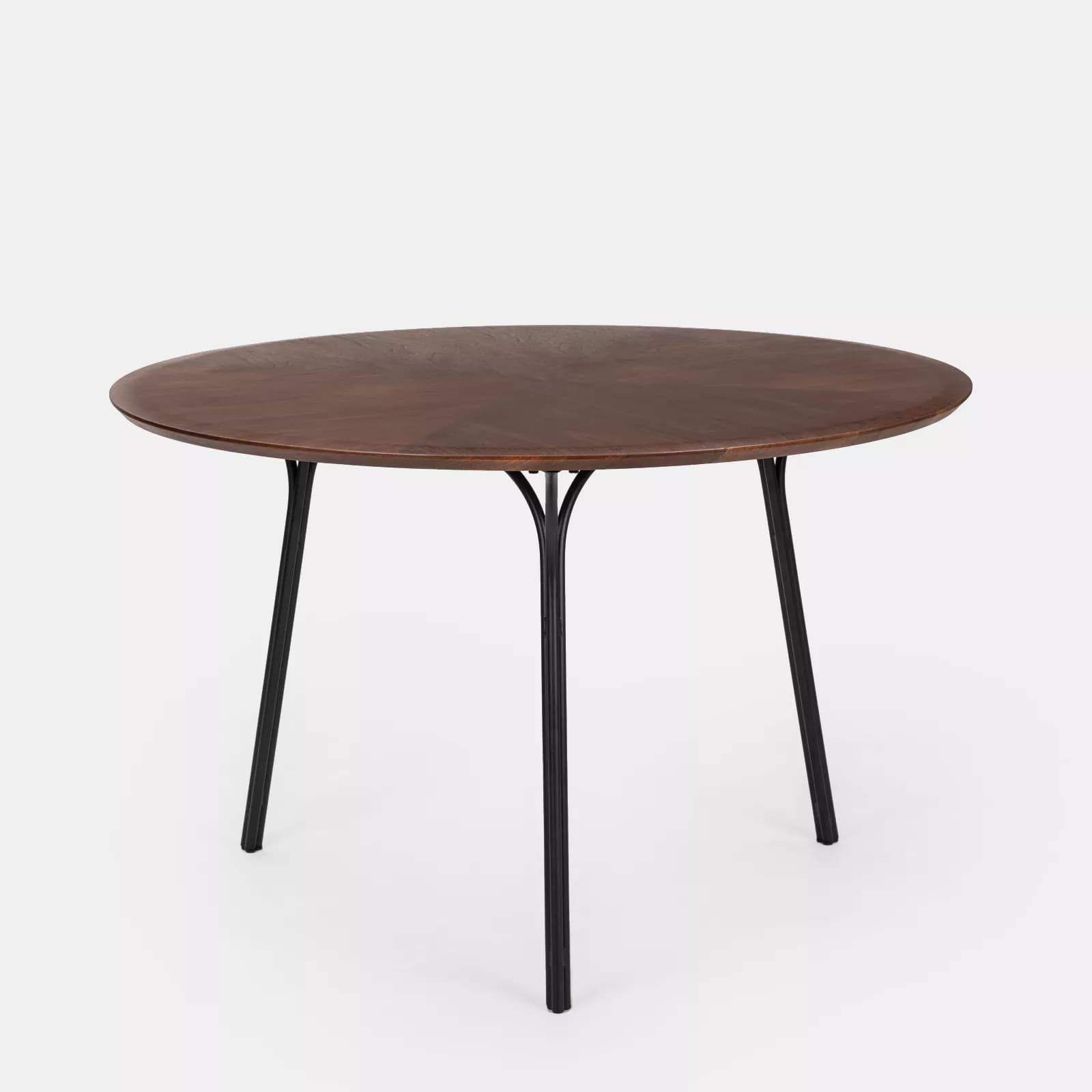 Tavolo da pranzo rotondo 120 cm effetto rovere e gambe in metallo nero - Trico