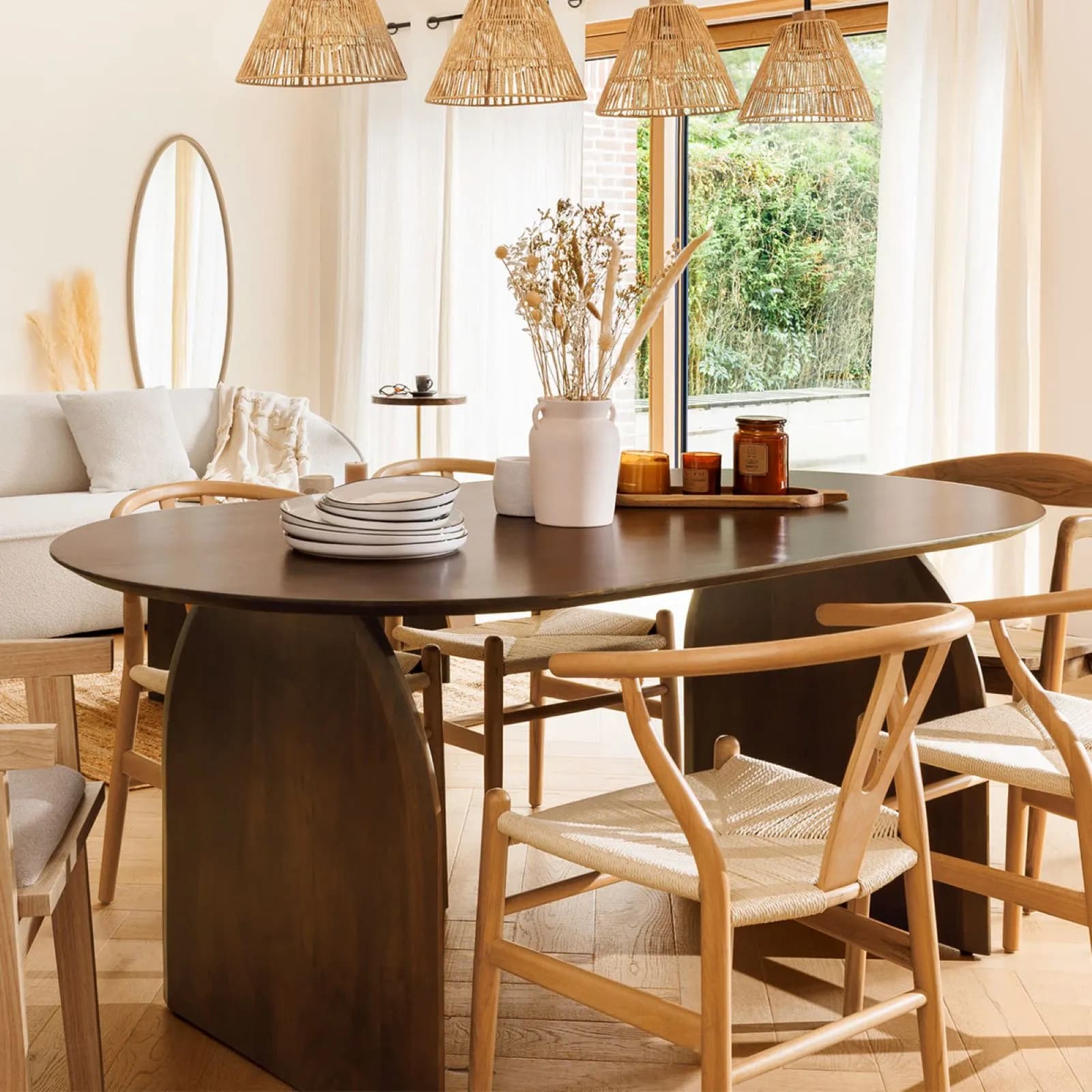 Tavolo 180x100 cm in legno di acacia naturale - Agnese