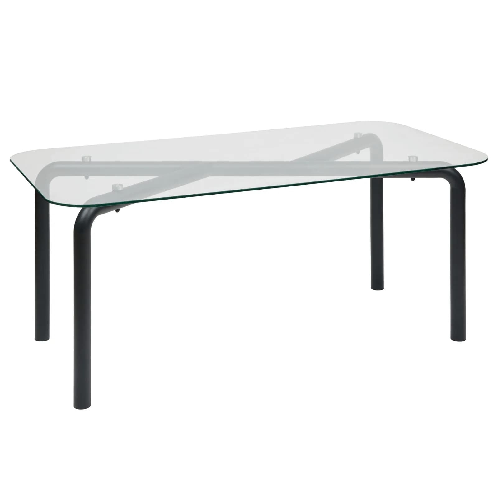 Tavolo 180x90 cm in acciaio nero e vetro temperato - Rohan