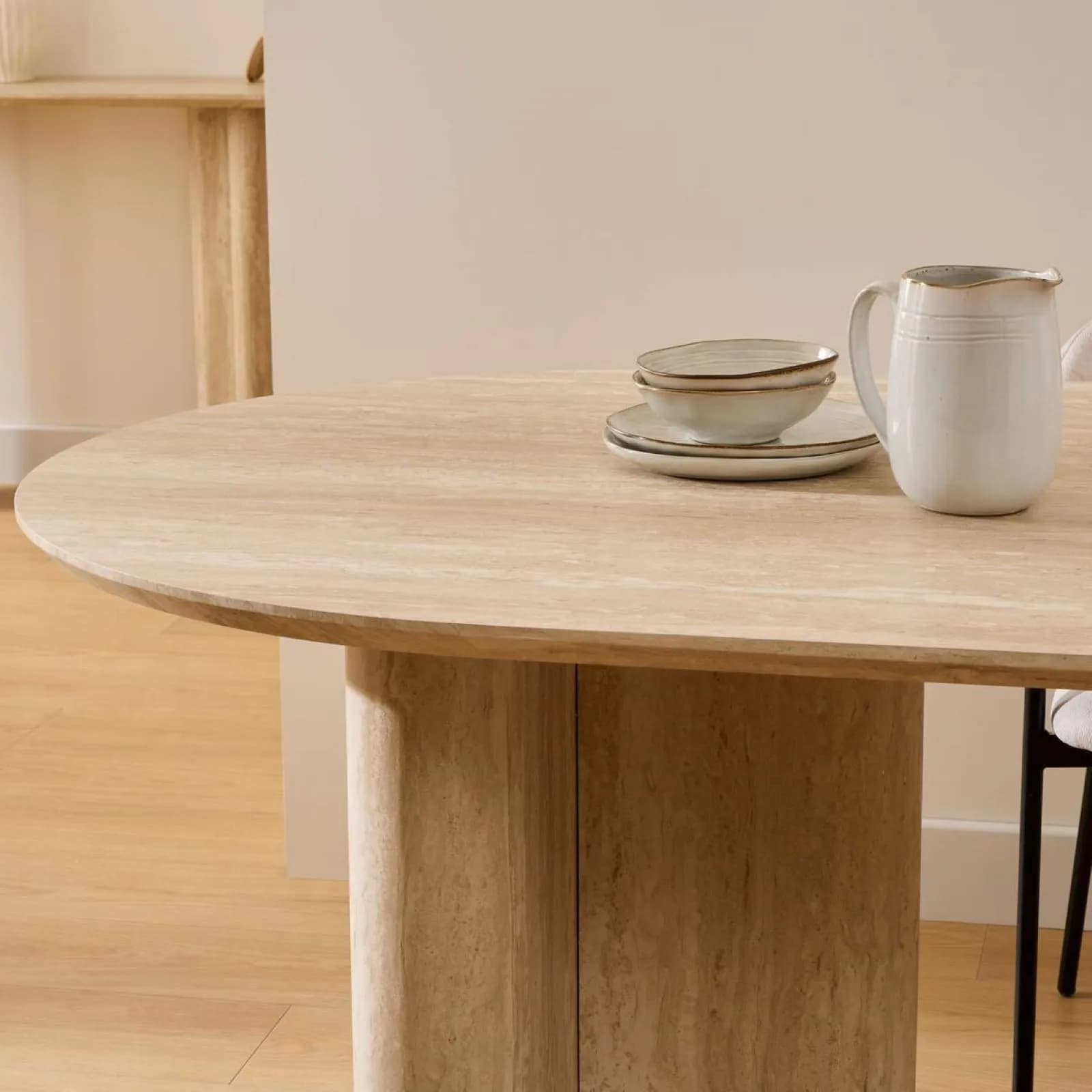 Tavolo 180x90 cm in legno effetto travertino beige - Thayla