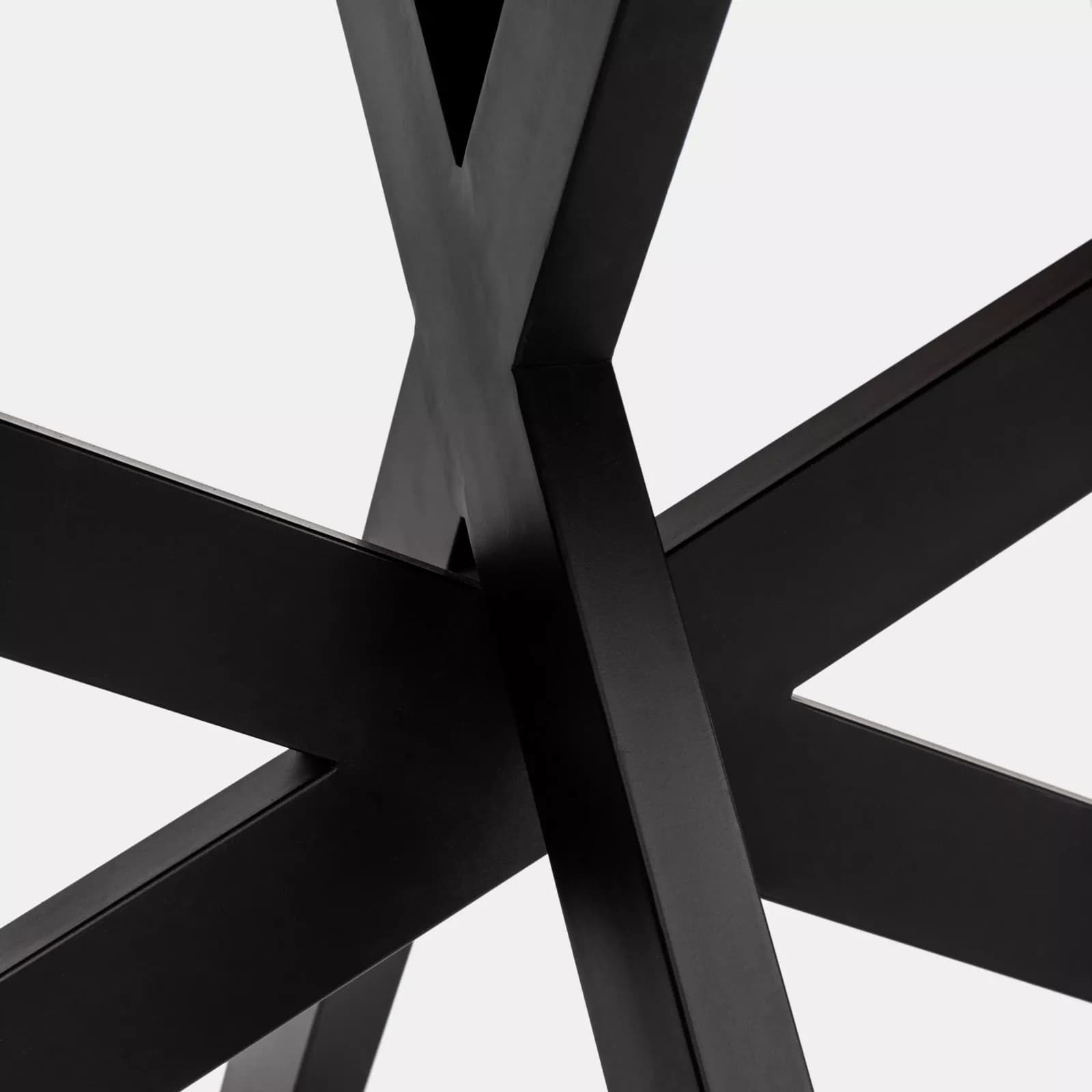 Tavolo 180x90 cm piano in legno di acacia 55mm e gambe a croce in metallo nero - Freia Acacia