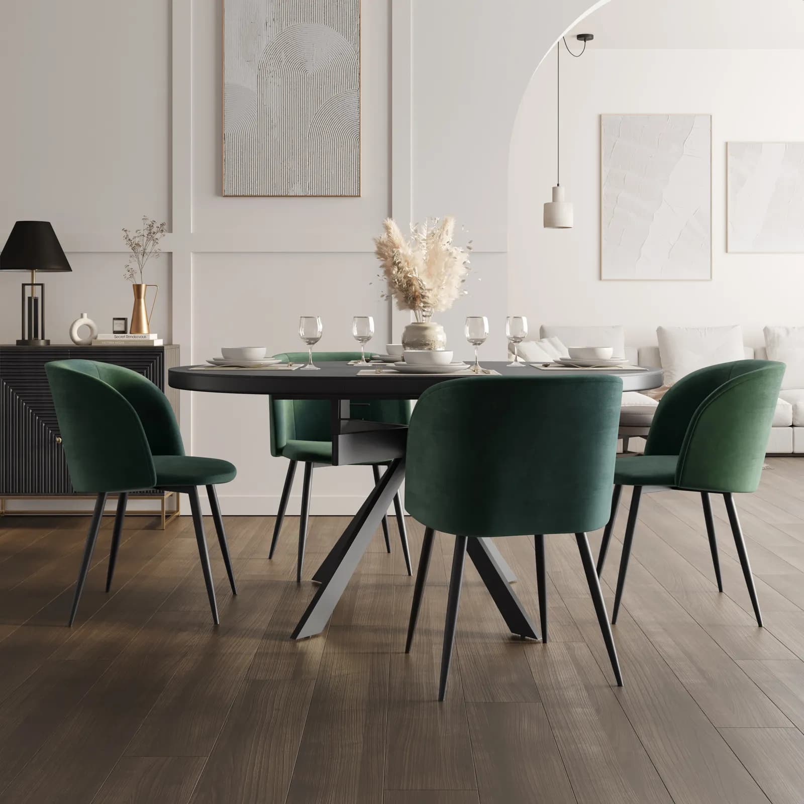 Tavolo allungabile 120-160x120 cm con piano in ceramica antracite - Jimmy