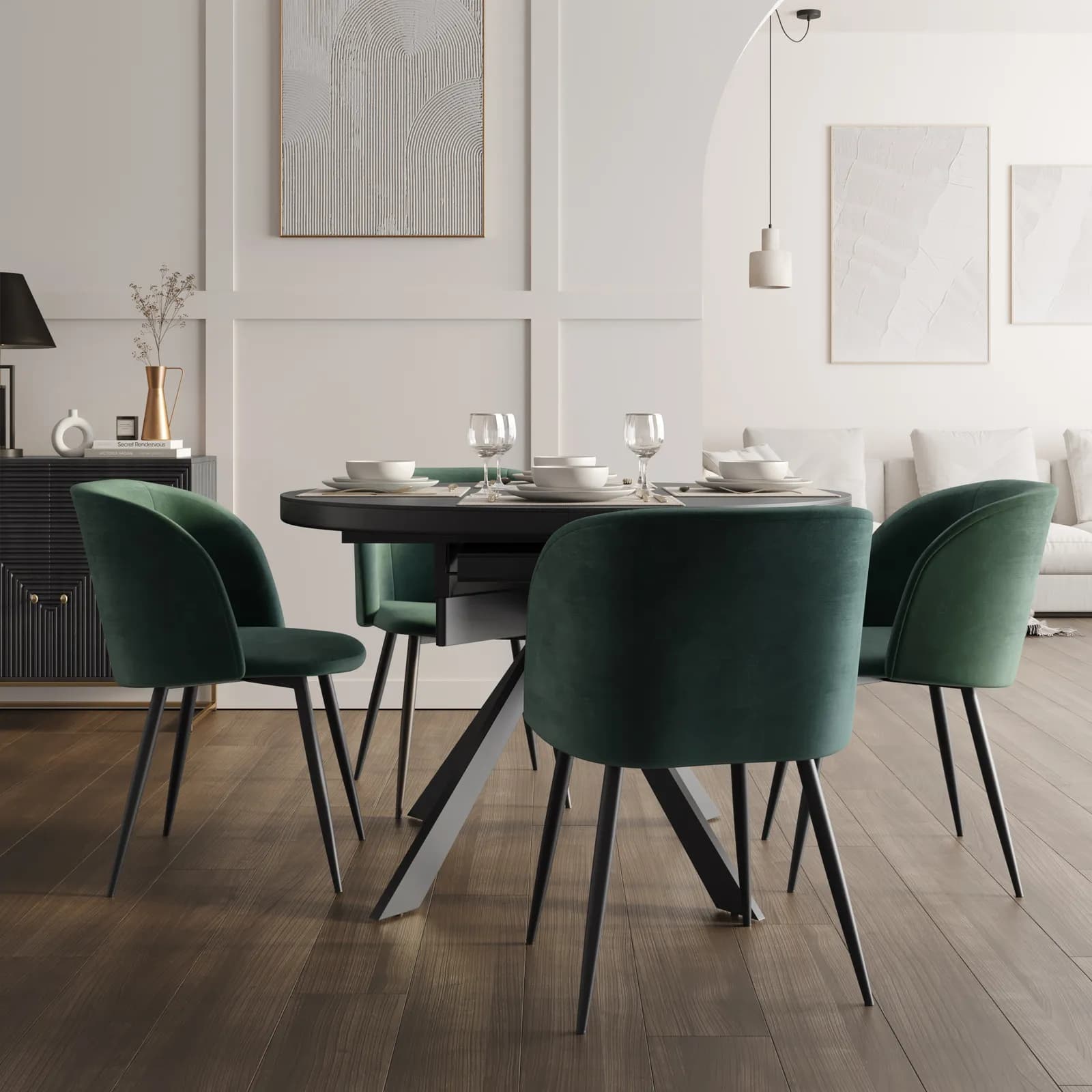 Tavolo allungabile 120-160x120 cm con piano in ceramica antracite - Jimmy