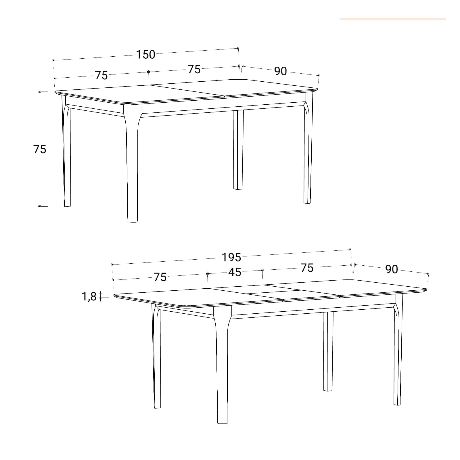 Tavolo allungabile 150-195x90 cm effetto noce chester - Thtam