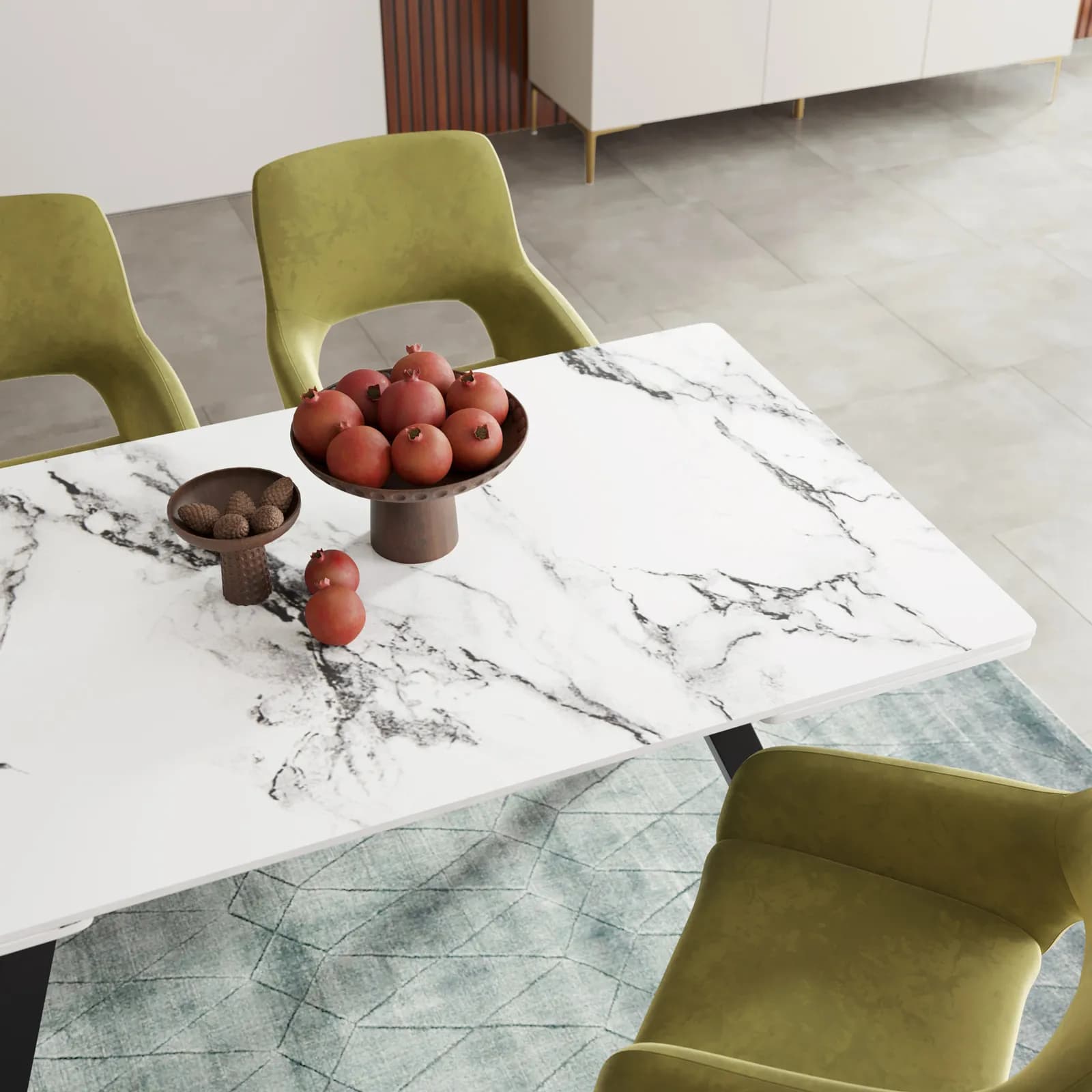 Tavolo allungabile 160-240x90 cm top in ceramica effetto marmo con gambe in metallo nero - Urbe
