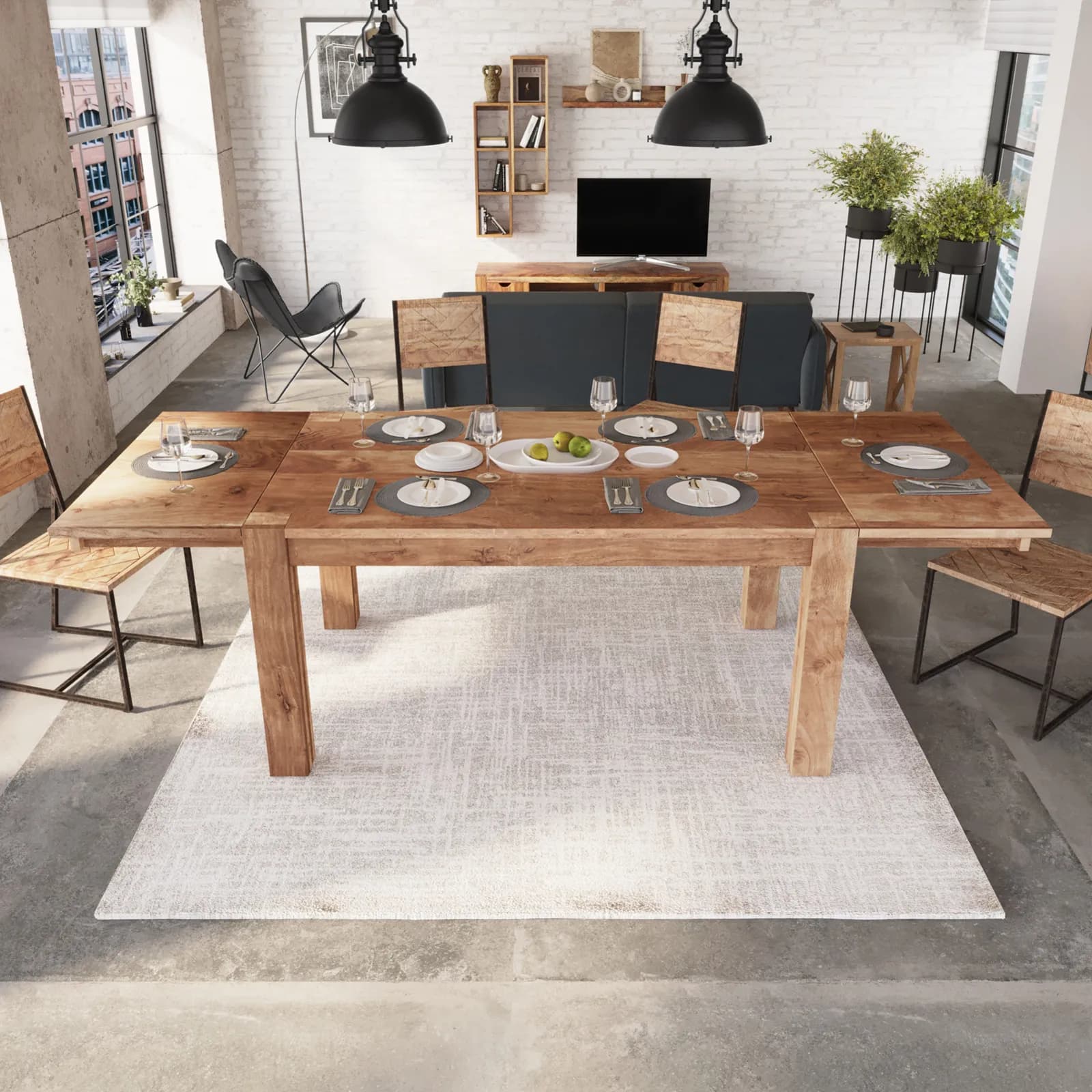 Tavolo allungabile 160-260x100 cm in legno sheesham - Freia Sheesham