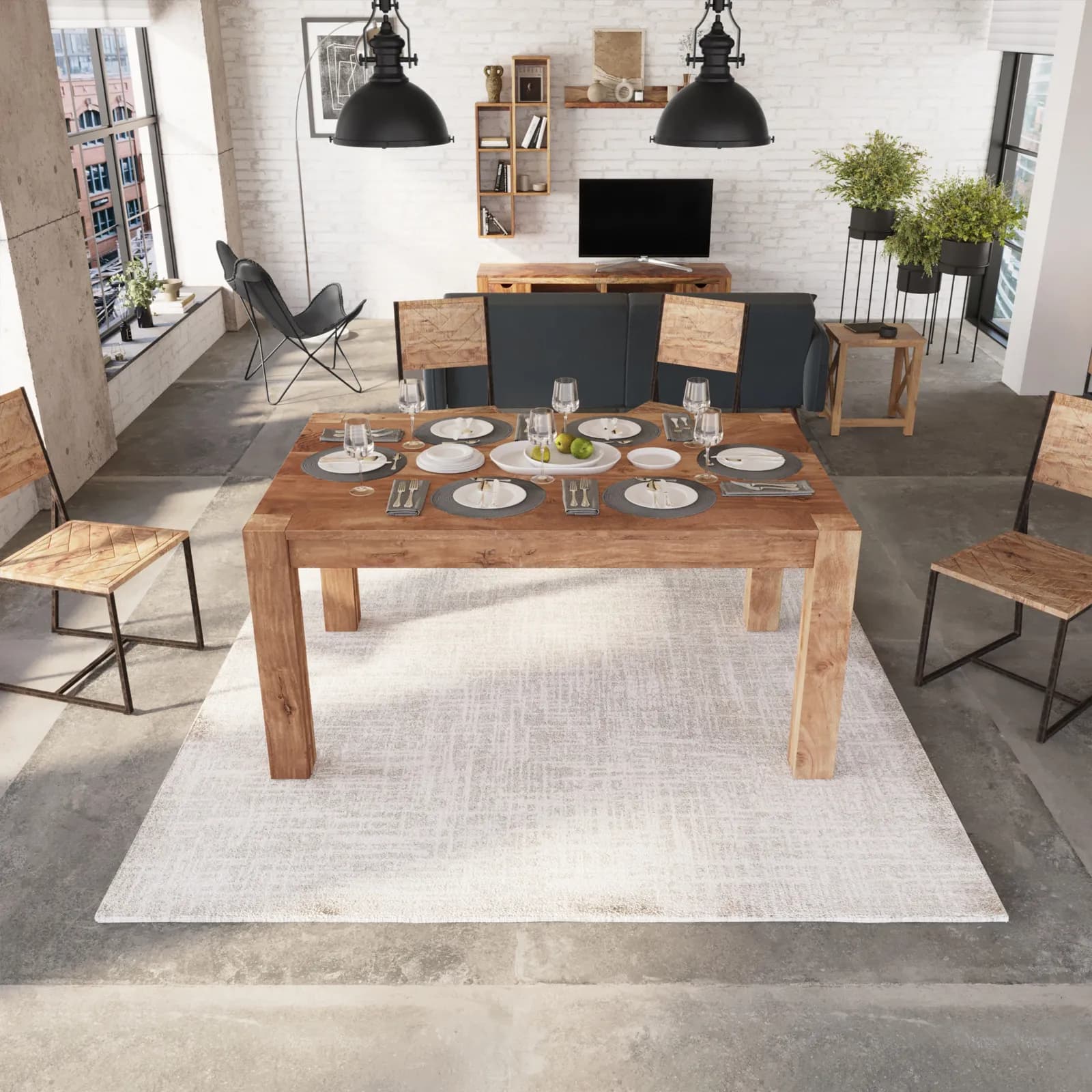 Tavolo allungabile 160-260x100 cm in legno sheesham - Freia Sheesham
