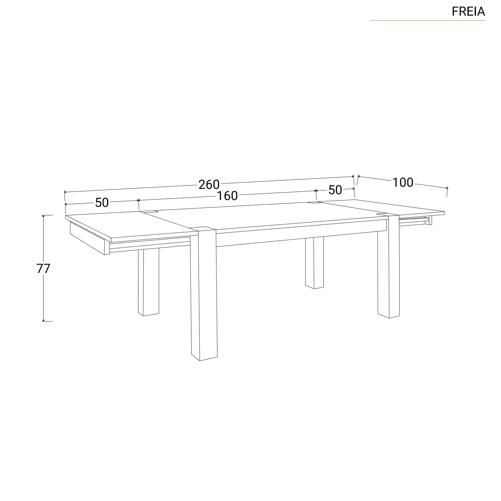 Tavolo allungabile 160-260x100 cm in legno sheesham - Freia Sheesham