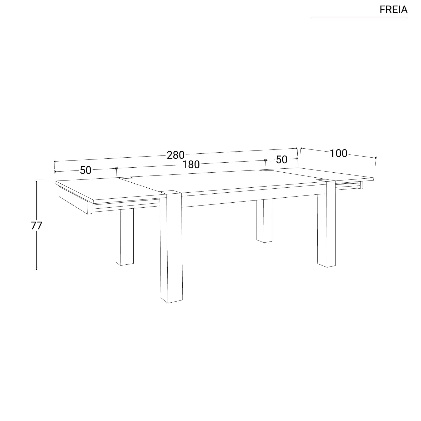 Tavolo allungabile 180-280x100 cm in legno sheesham - Freia Sheesham
