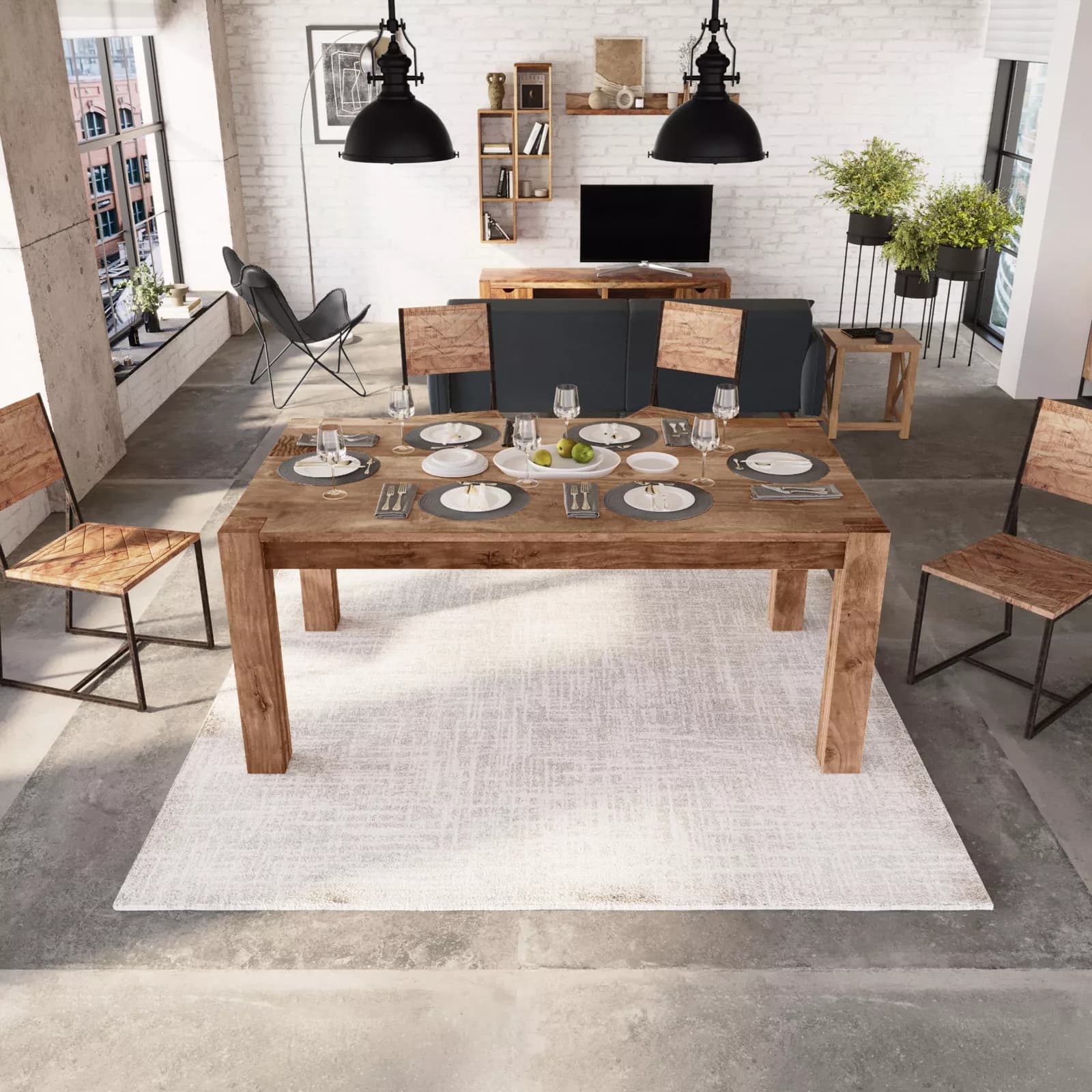 Tavolo allungabile 180-280x100 cm in legno sheesham - Freia Sheesham