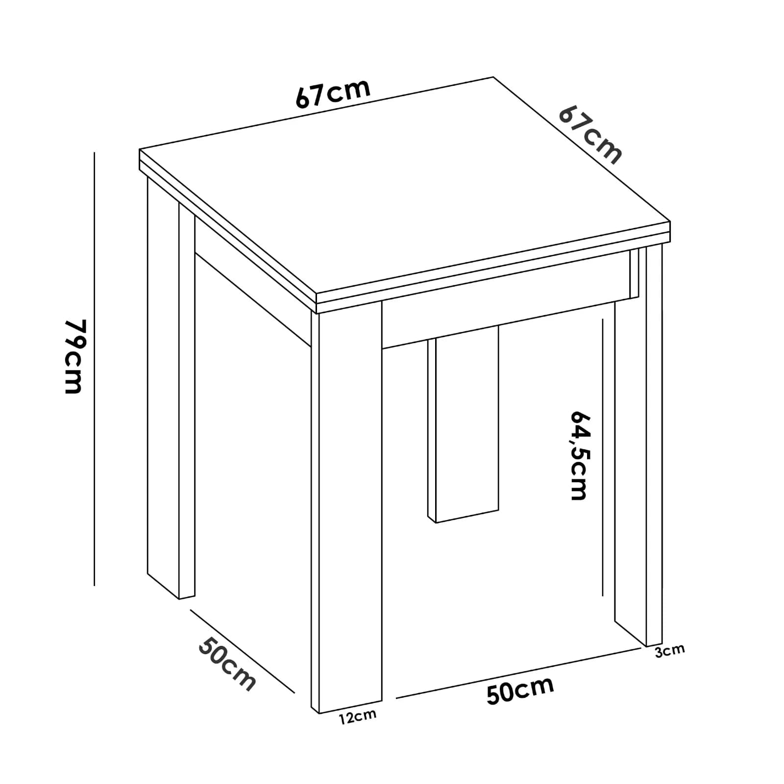 Tavolo allungabile 67-134x67 cm in legno bianco - Baki