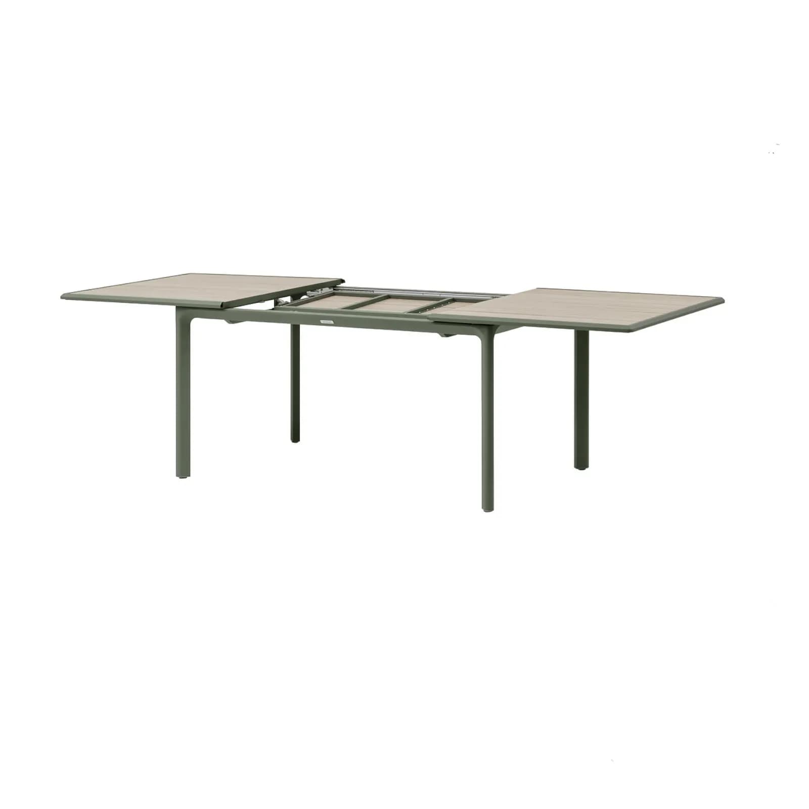 Tavolo allungabile da esterno 170/265x100 cm in alluminio verde alloro con top effetto legno - Dylann