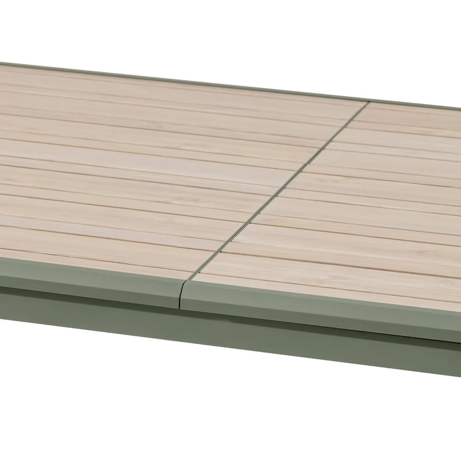 Tavolo allungabile da esterno 170/265x100 cm in alluminio verde alloro con top effetto legno - Dylann