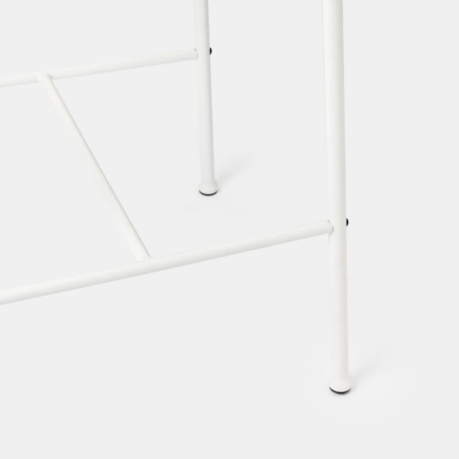 Tavolo alto da esterno rotondo 70 cm in acciaio bianco polyrattan naturale e top in vetro - Griel