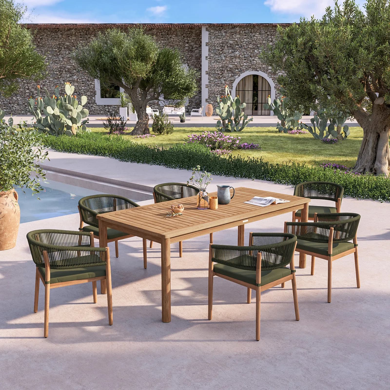 Tavolo da esterno 210x100 cm in legno di acacia - Nede