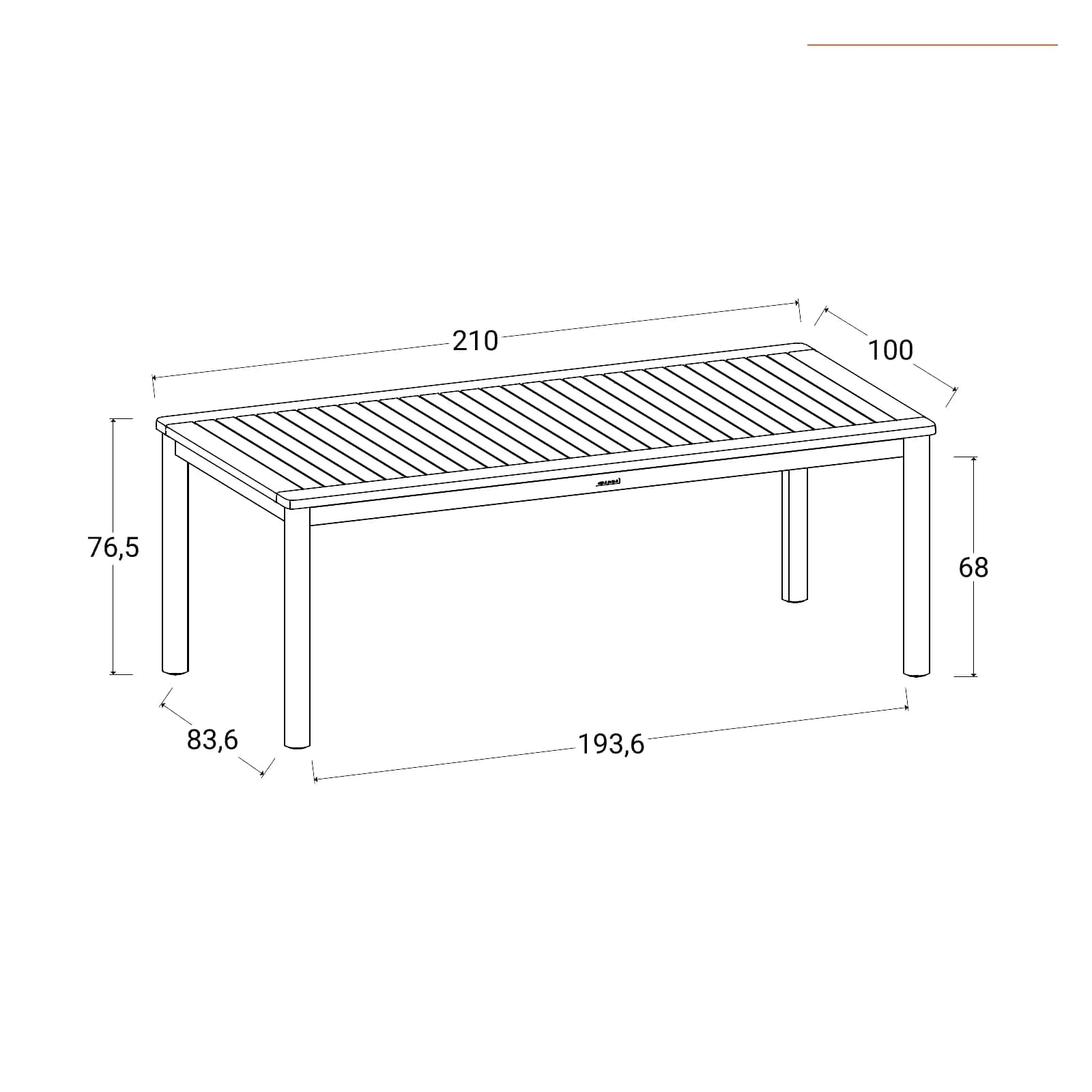 Tavolo da esterno 210x100 cm in legno di acacia - Nede