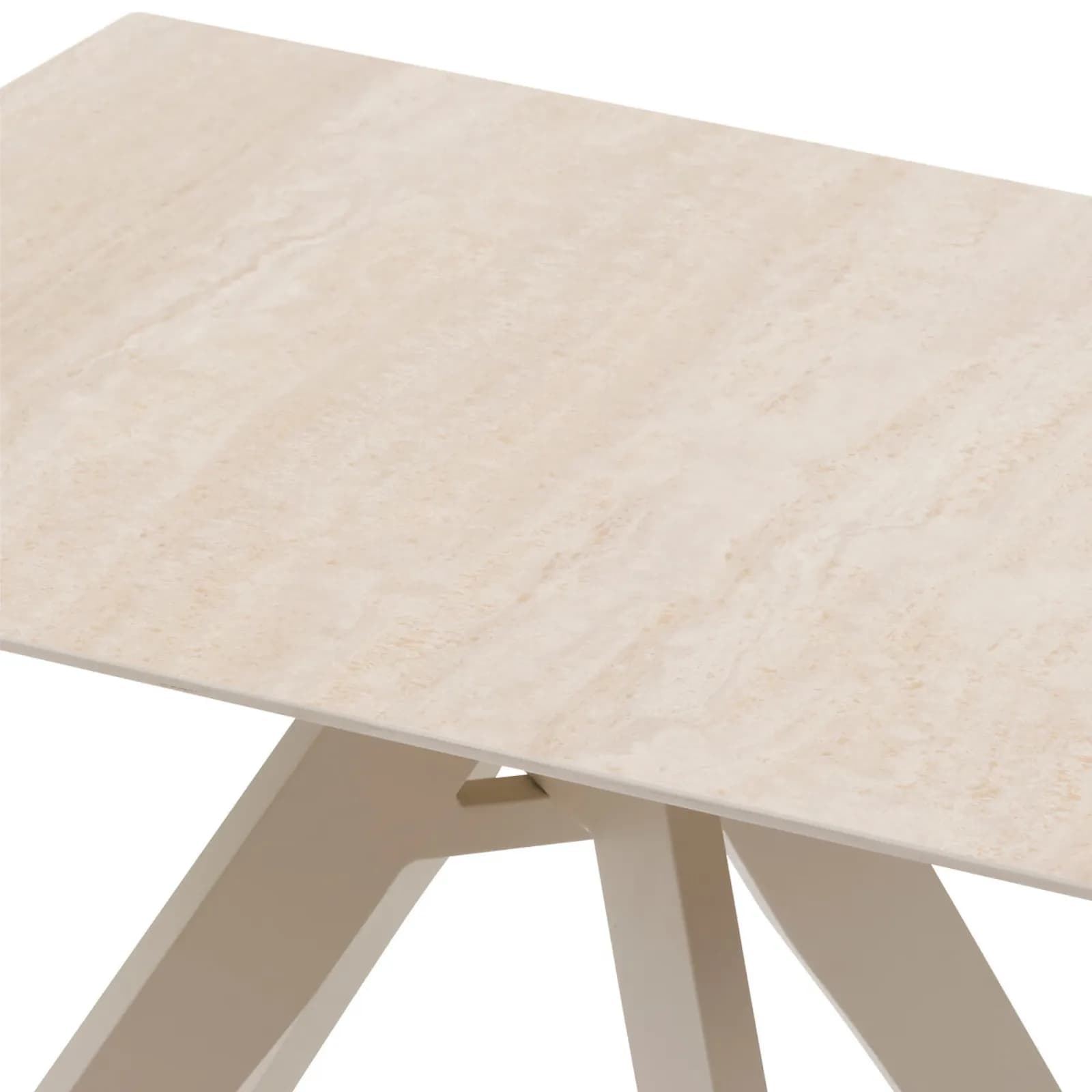 Tavolo da giardino 75x75 cm in alluminio crema con top effetto marmo - Dyeg