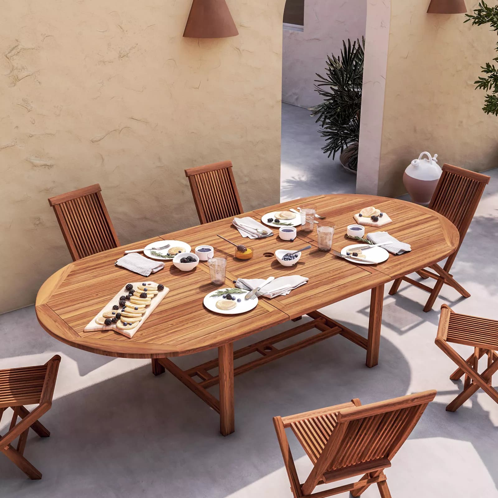 Tavolo da pranzo allungabile 180/240x120 cm in legno teak - Louis