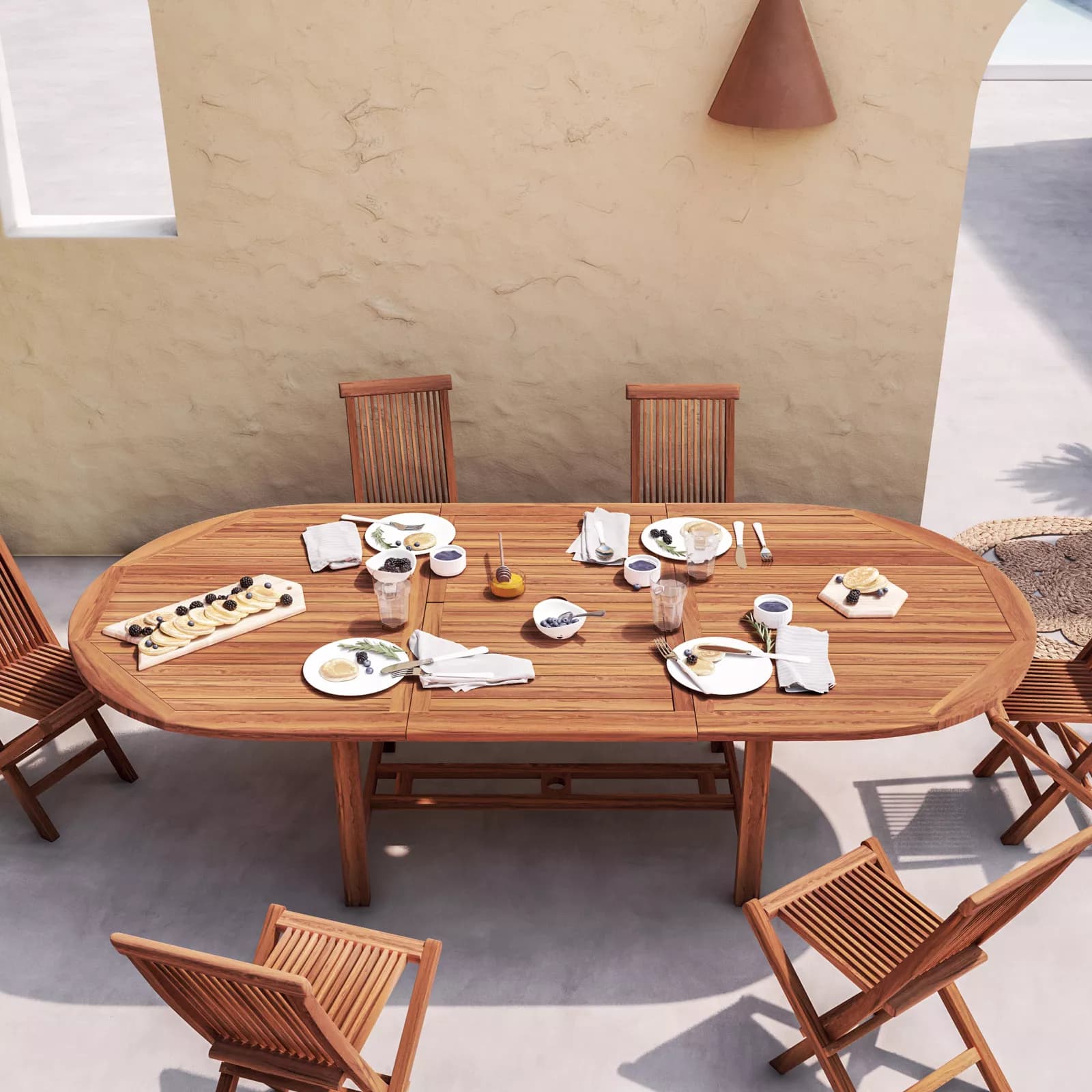 Tavolo da pranzo allungabile 180/240x120 cm in legno teak - Louis