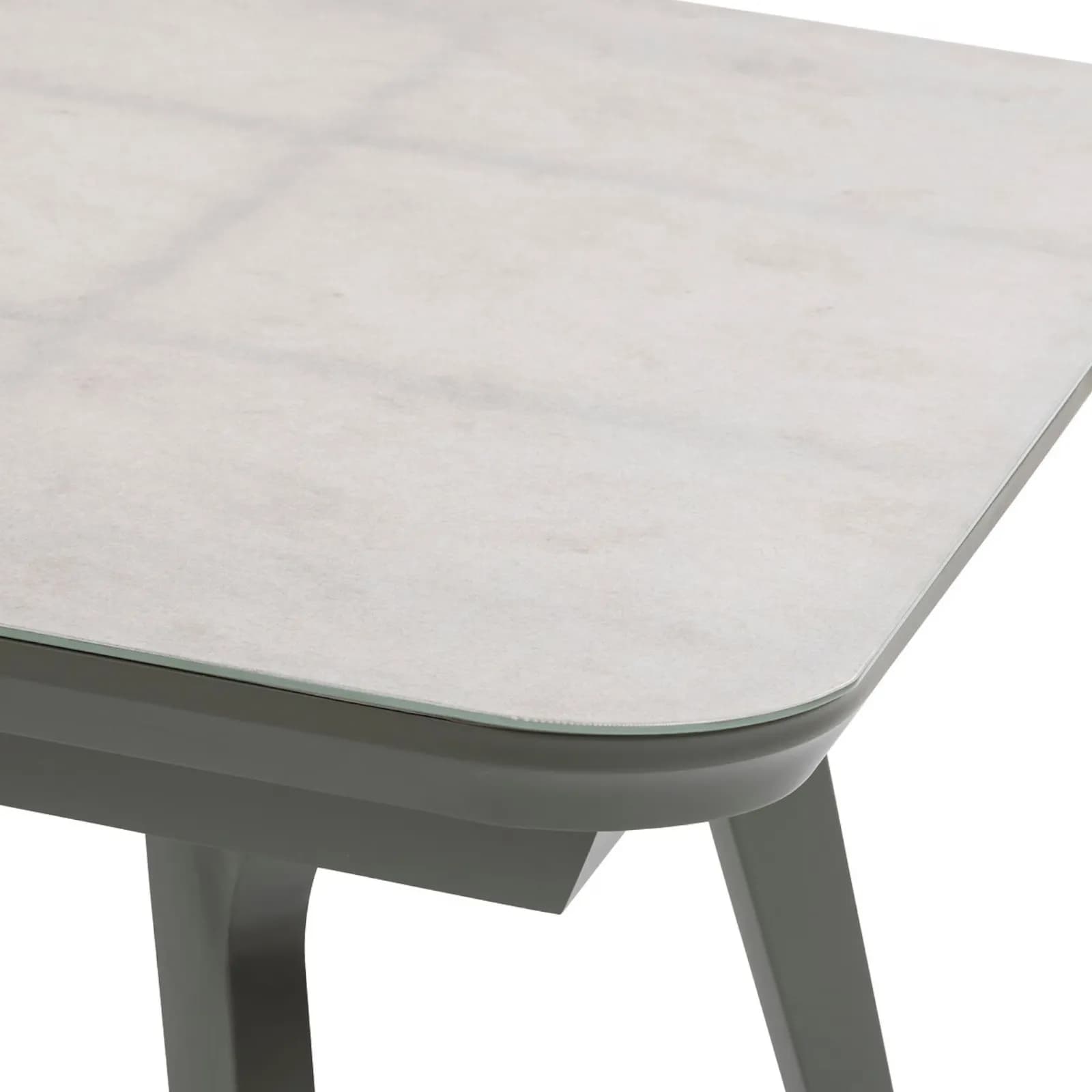 Tavolo da giardino allungabile 250/327x110 cm in alluminio verde alloro e top effetto marmo - Geng