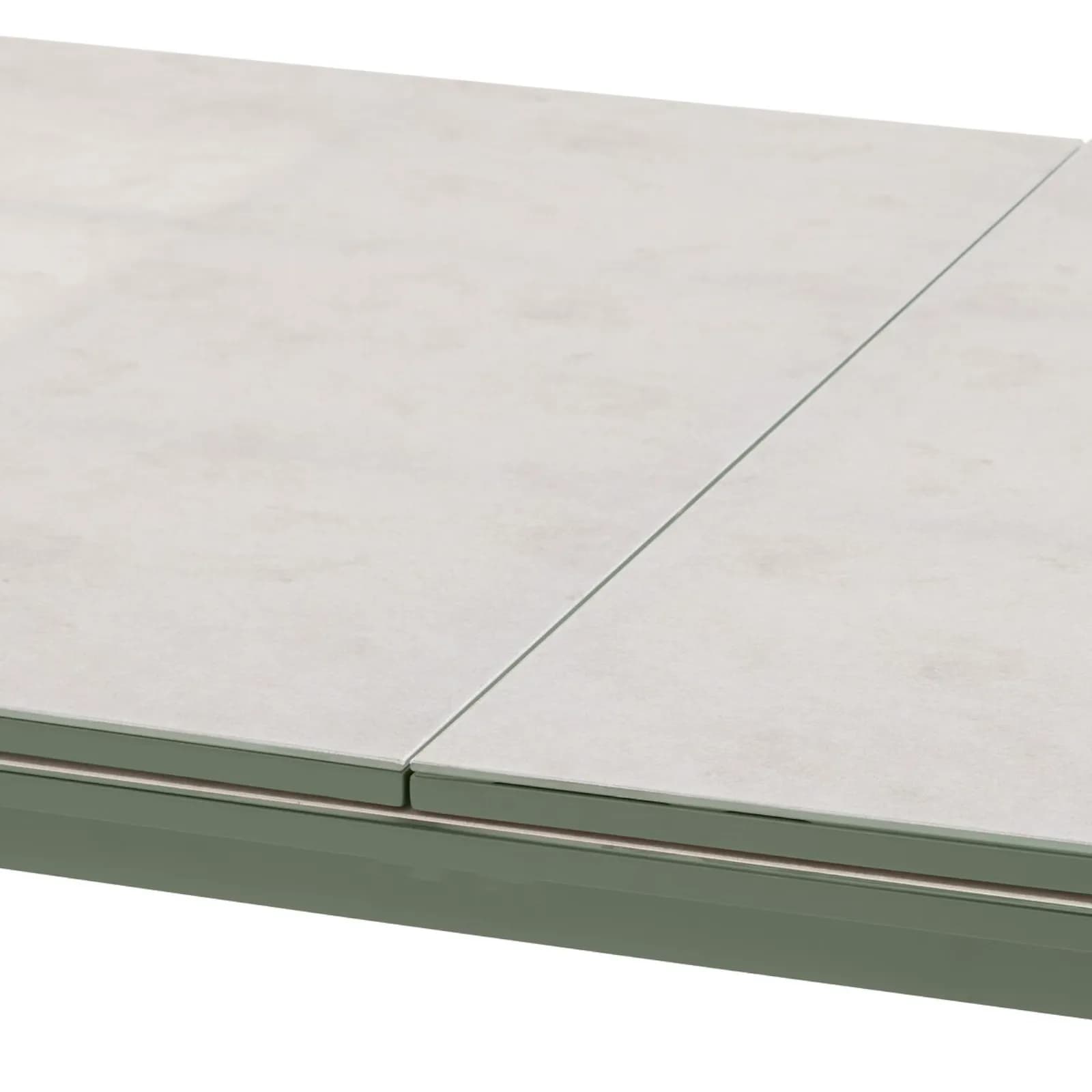 Tavolo da giardino allungabile 250/327x110 cm in alluminio verde alloro e top effetto marmo - Geng