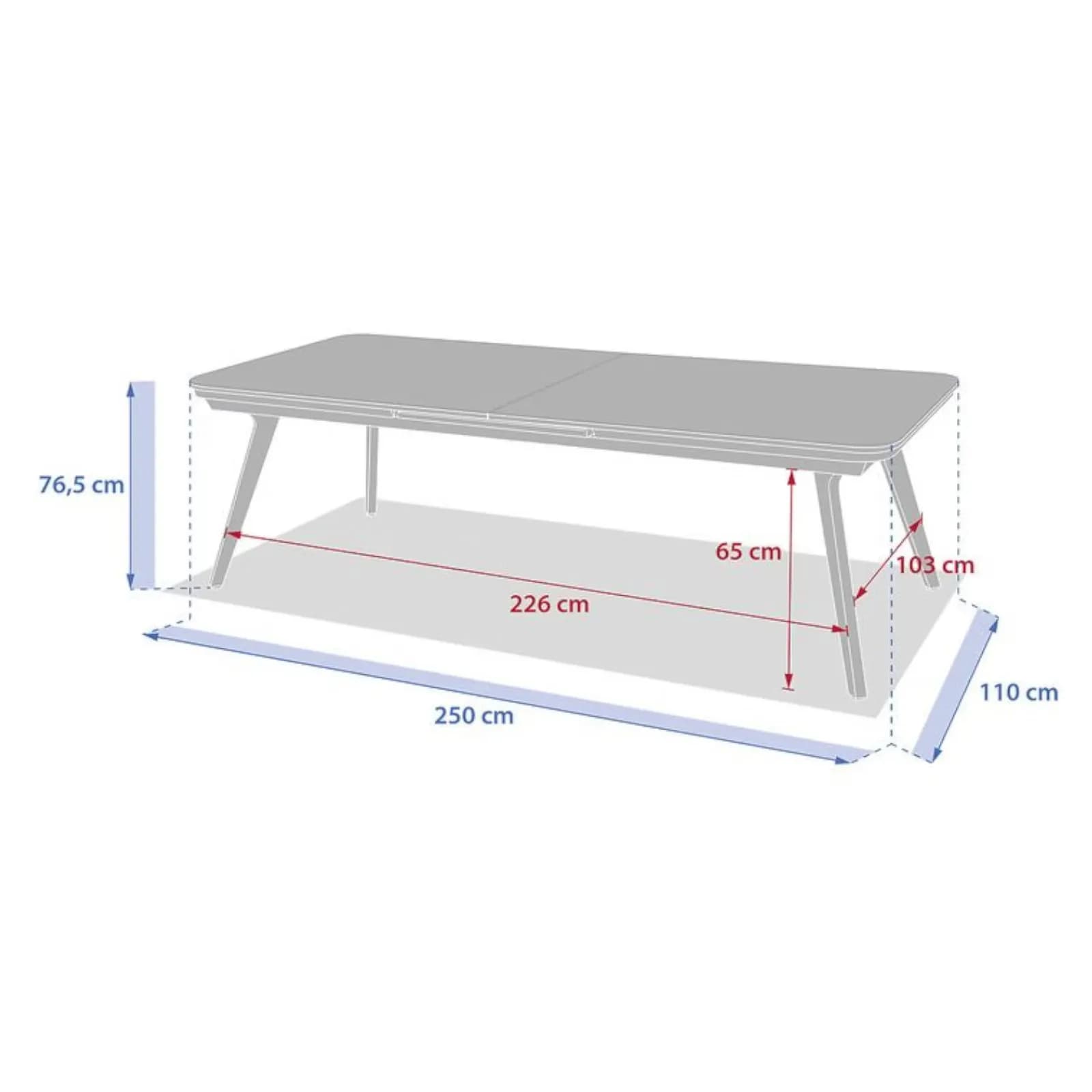 Tavolo da giardino allungabile 250/327x110 cm in alluminio verde alloro e top effetto marmo - Geng