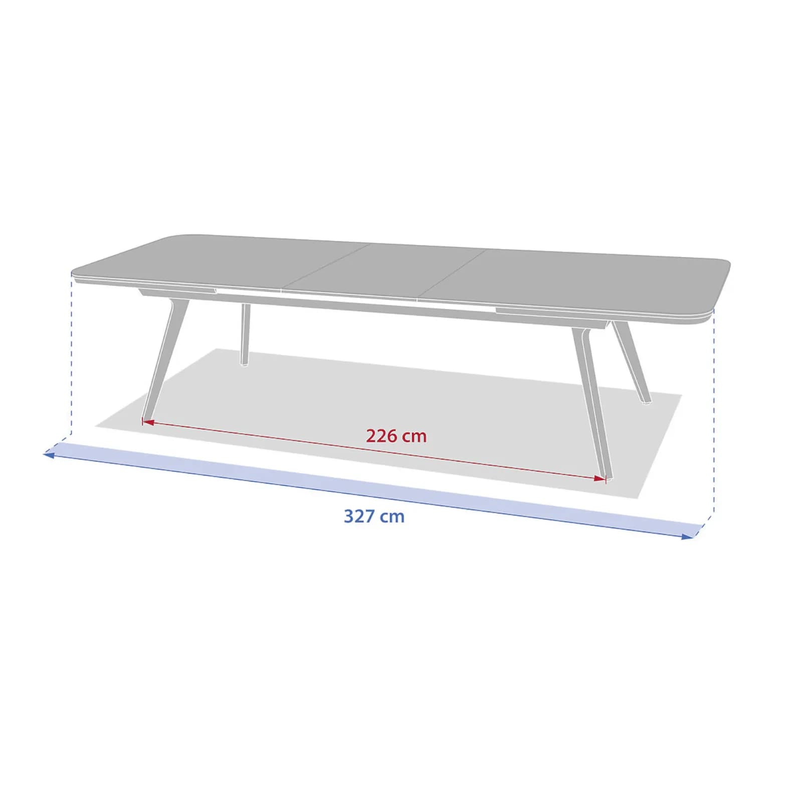 Tavolo da giardino allungabile 250/327x110 cm in alluminio verde alloro e top effetto marmo - Geng