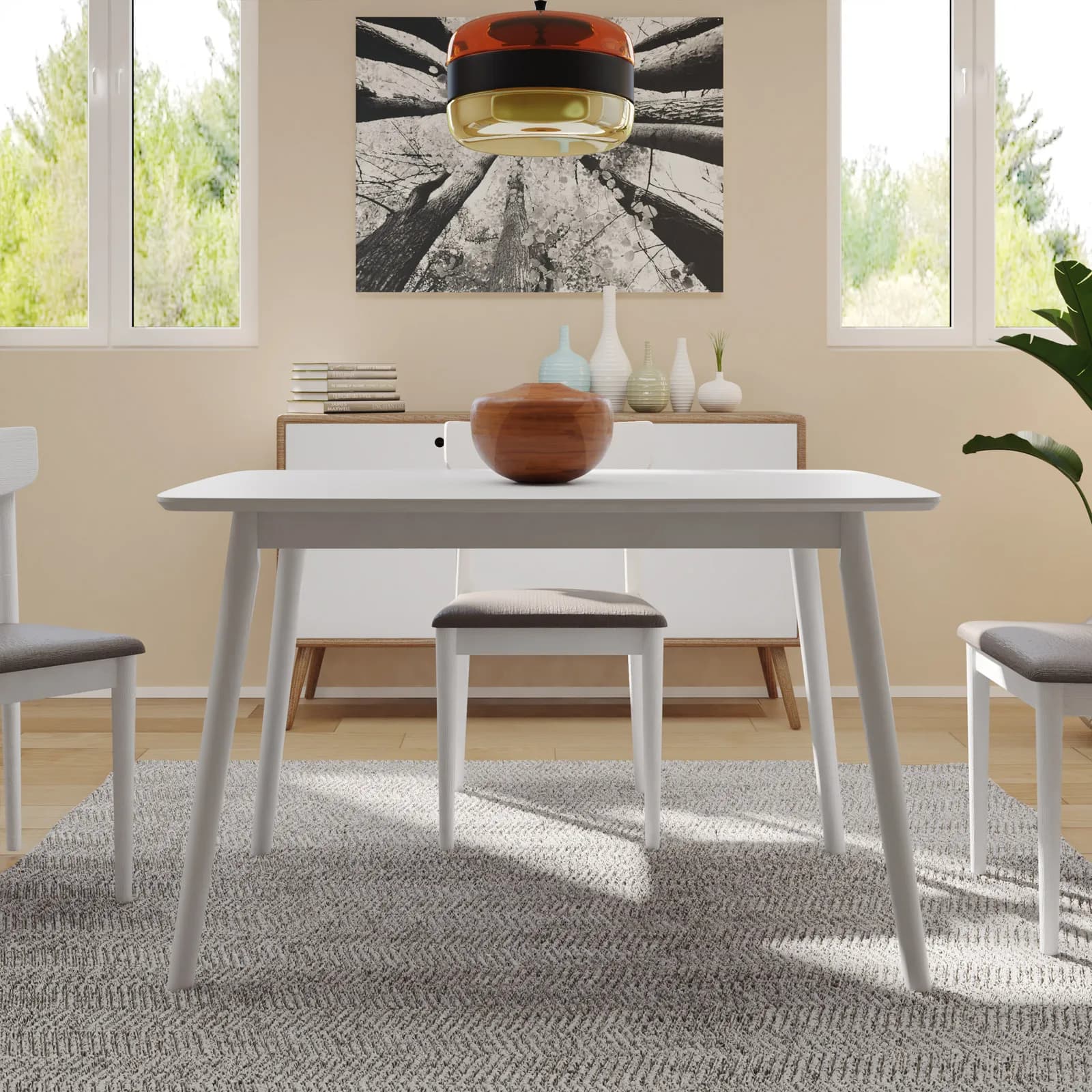 Tavolo da pranzo 120x75 cm in legno bianco - Pixis