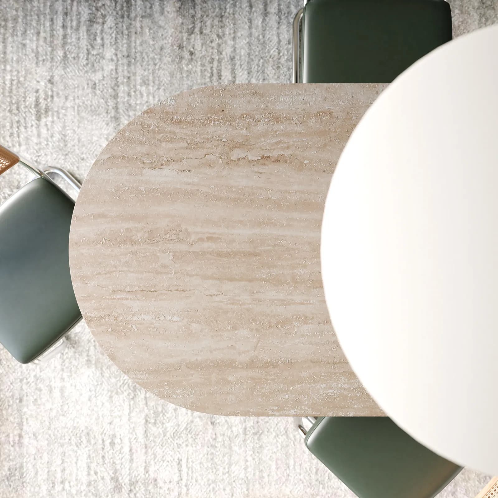 Tavolo da pranzo 180x90 cm beige con top effetto travertino e base cannettata - Gwin