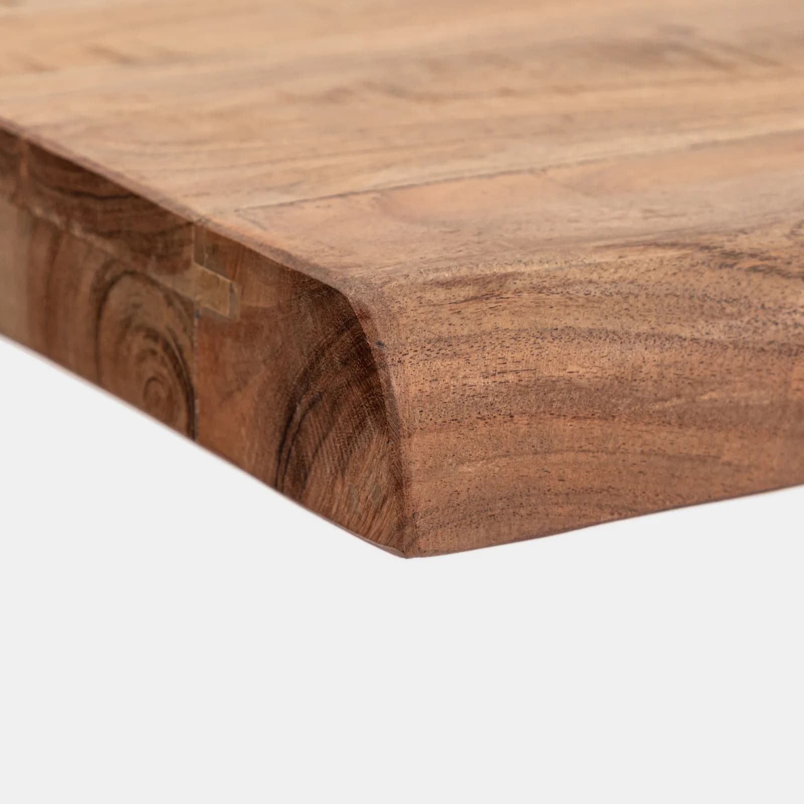 Tavolo 180x90 cm piano in legno di acacia 55 mm e gambe a croce in metallo cromo - Freia Acacia