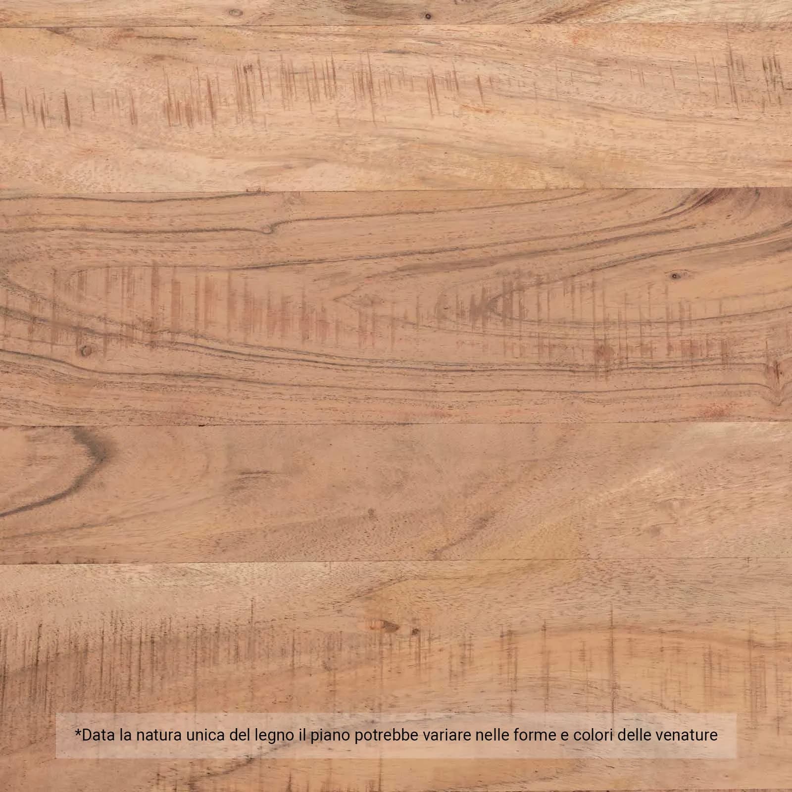 Tavolo 180x90 cm piano in legno di acacia 55 mm e gambe a croce in metallo cromo - Freia Acacia