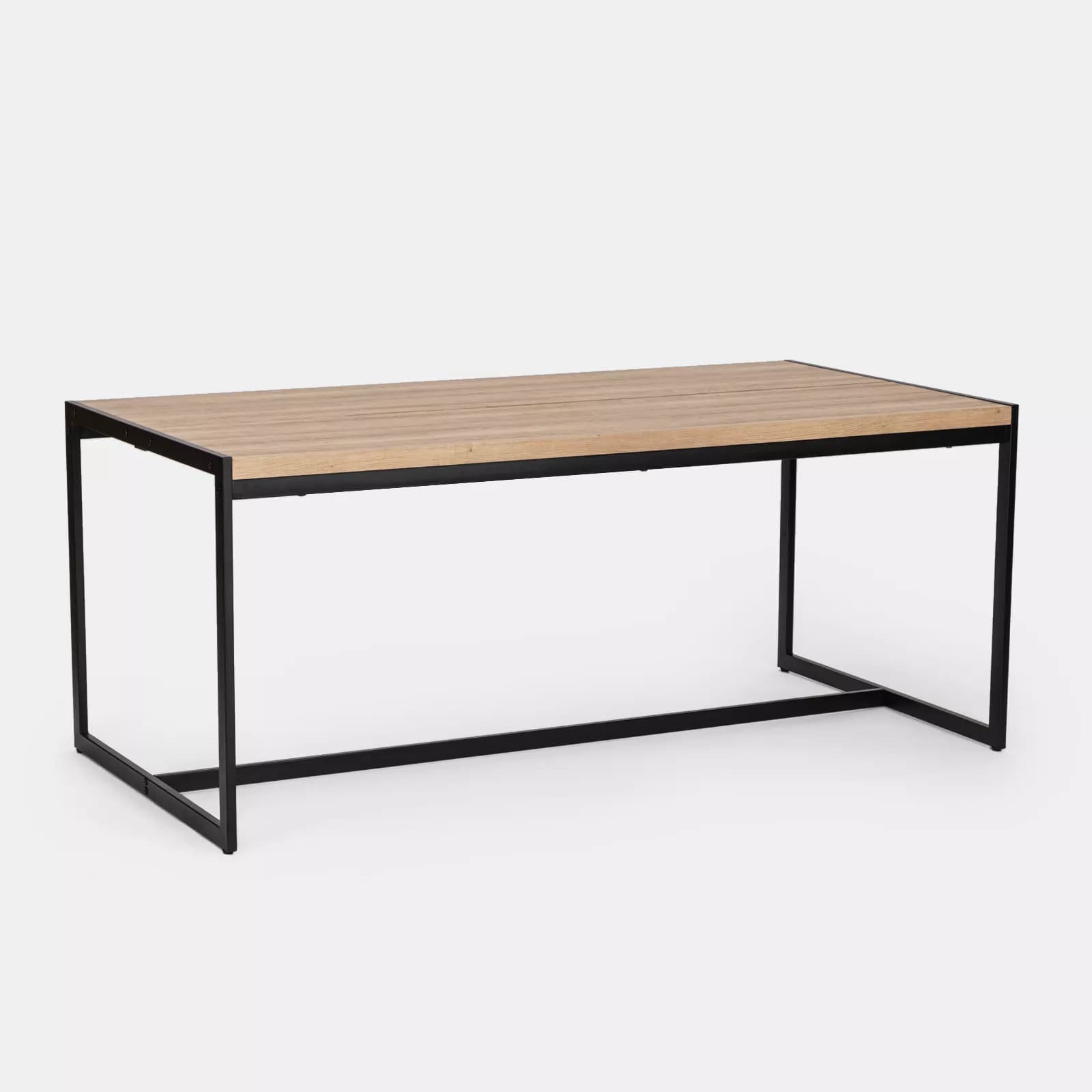 Tavolo da pranzo 180x90 cm con top rovere e gambe in metallo nero - Morfeo