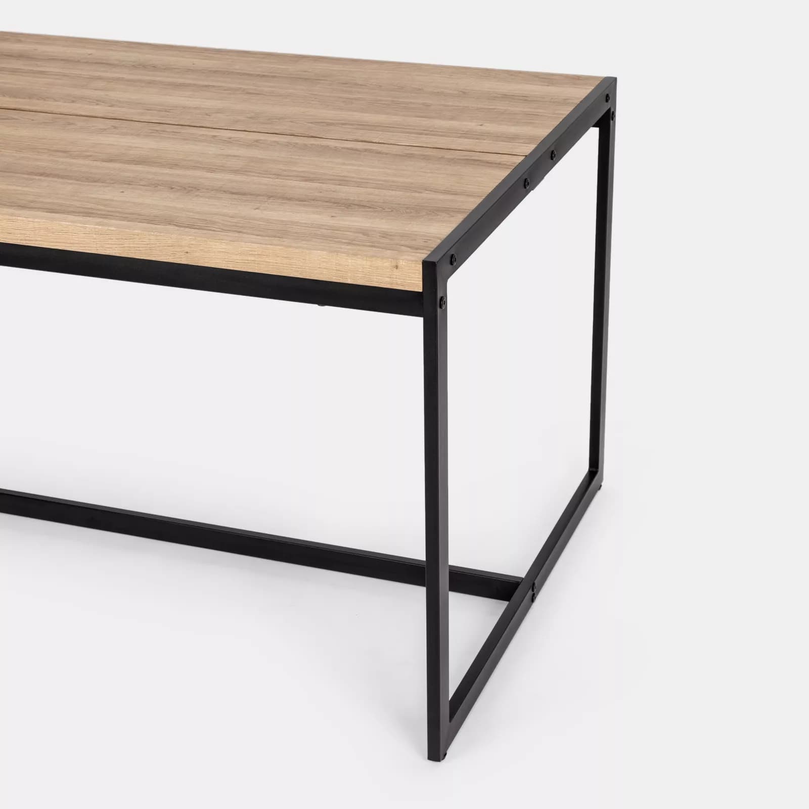 Tavolo da pranzo 180x90 cm con top rovere e gambe in metallo nero - Morfeo