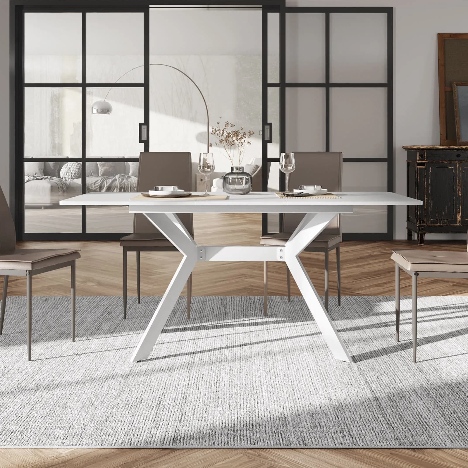 Tavolo da pranzo allungabile 120-160 x 80 cm in legno bianco - Nelson