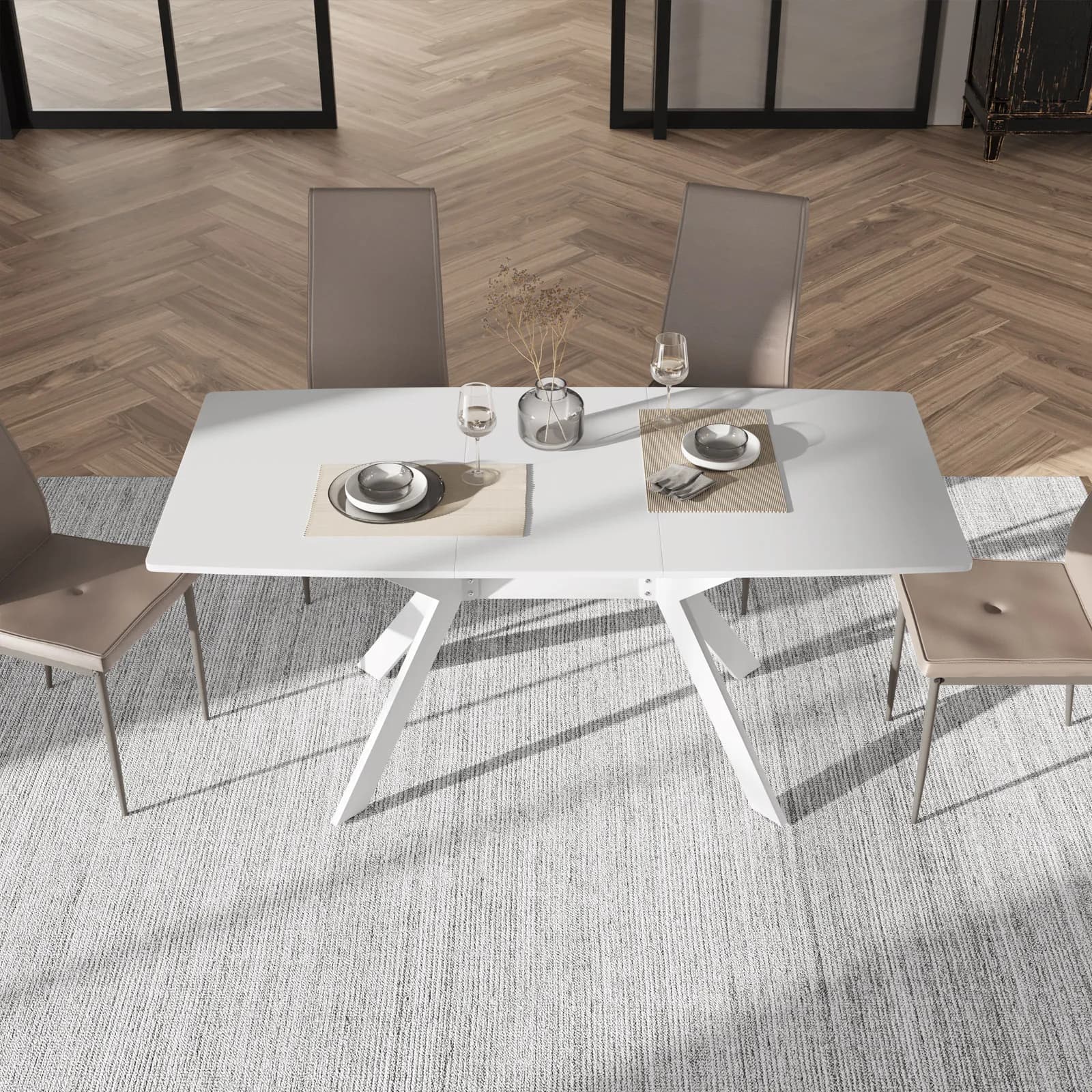 Tavolo da pranzo allungabile 120-160 x 80 cm in legno bianco - Nelson