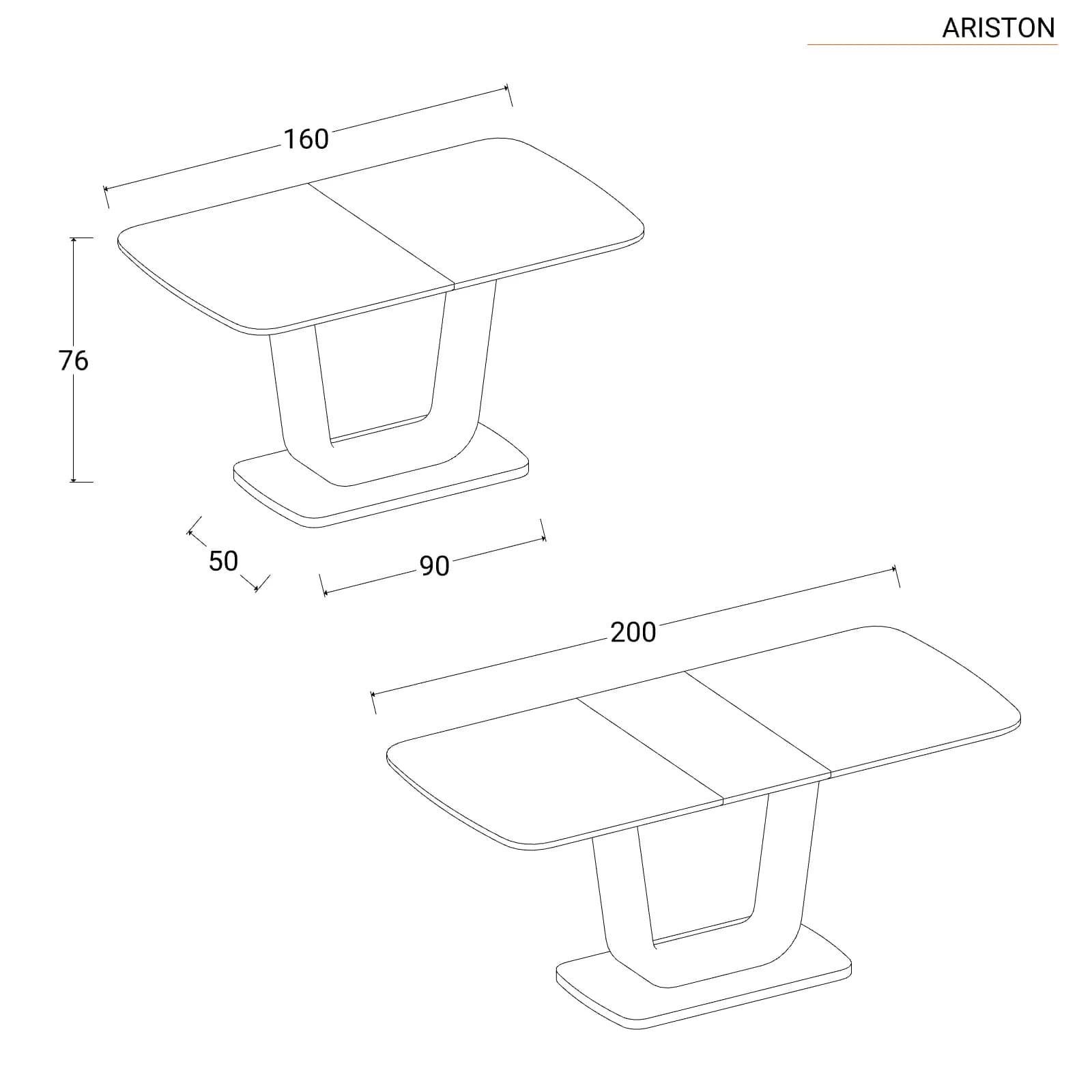 Tavolo da pranzo allungabile 160-200 x 90 cm bianco - Ariston