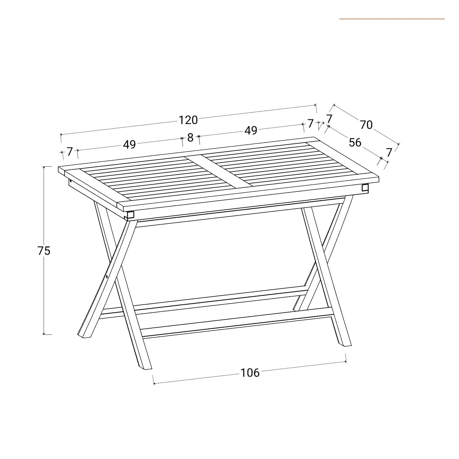Tavolo da giardino 120x70 cm in legno teak - Louis