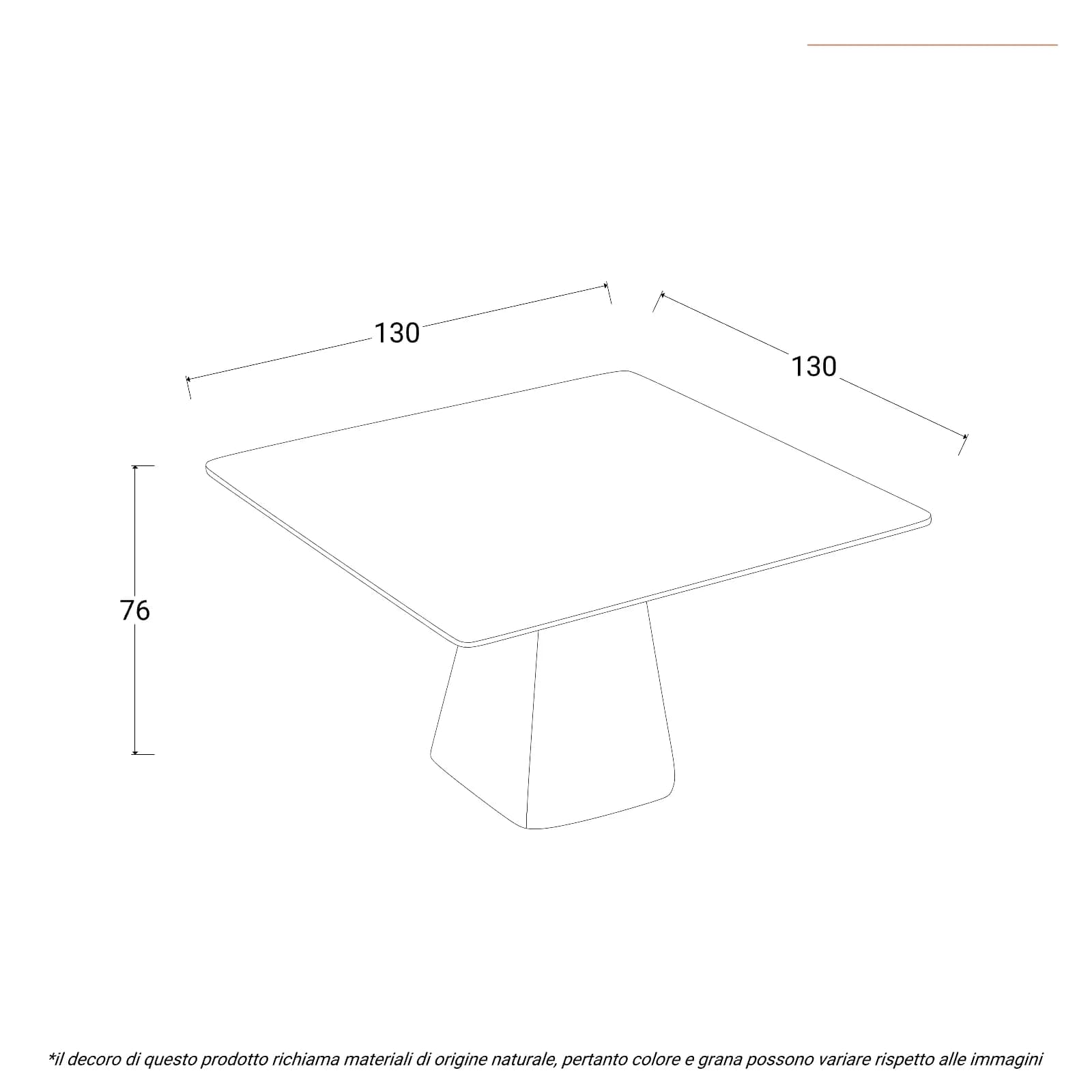 Tavolo quadrato 130 cm con piano in ceramica effetto marmo bianco lucido - Martins