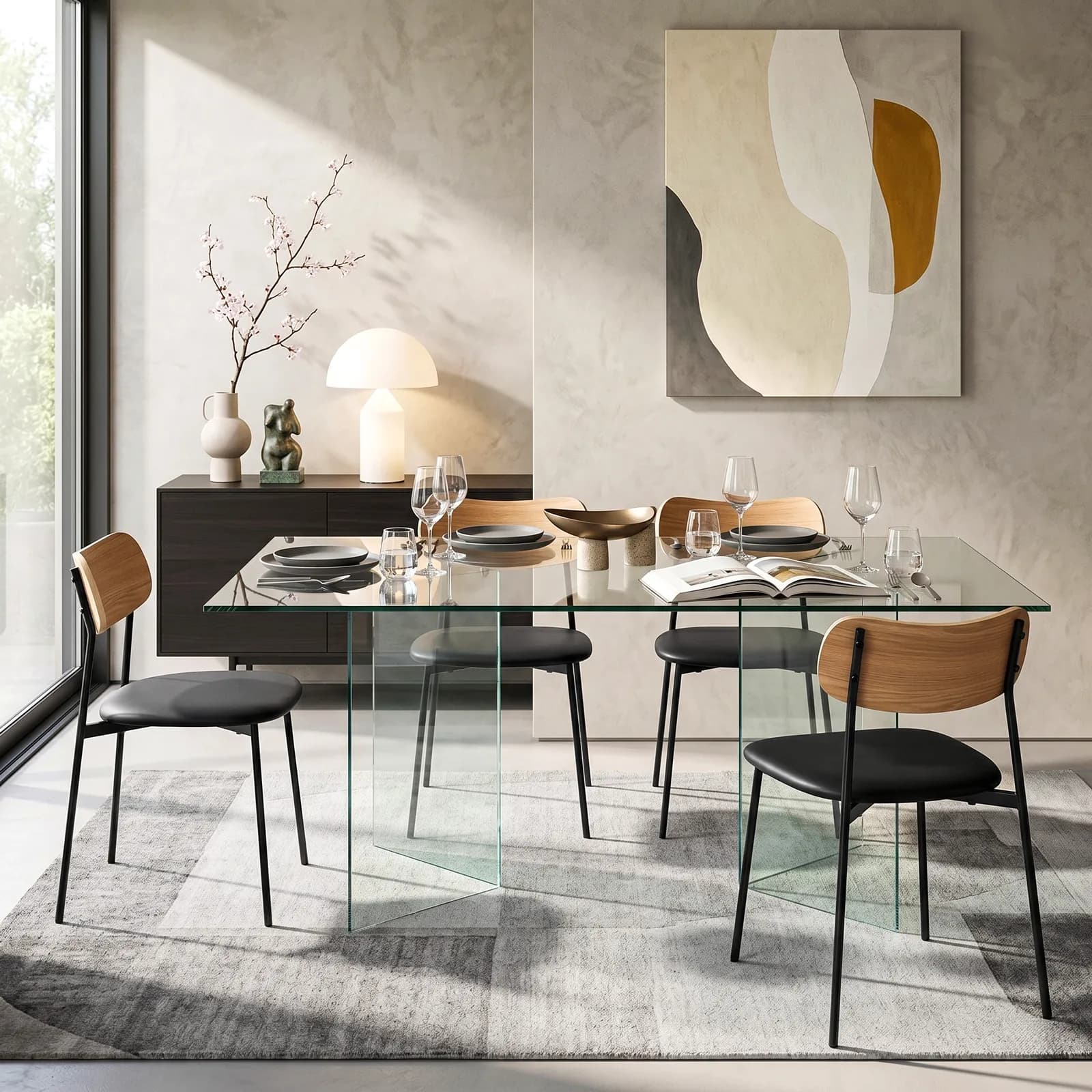 Tavolo rettangolare 180x90 cm vetro temperato - City