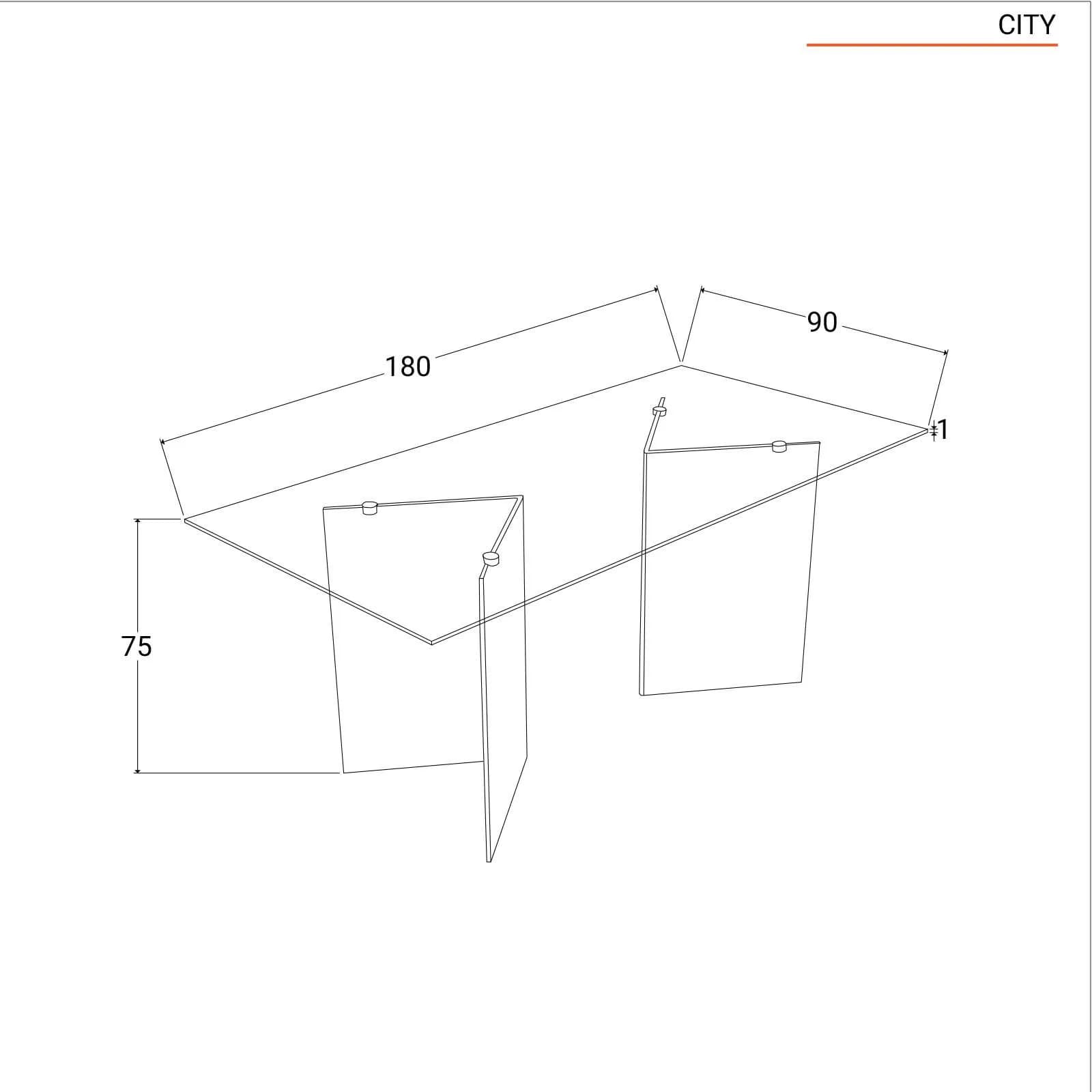 Tavolo rettangolare 180x90 cm vetro temperato - City
