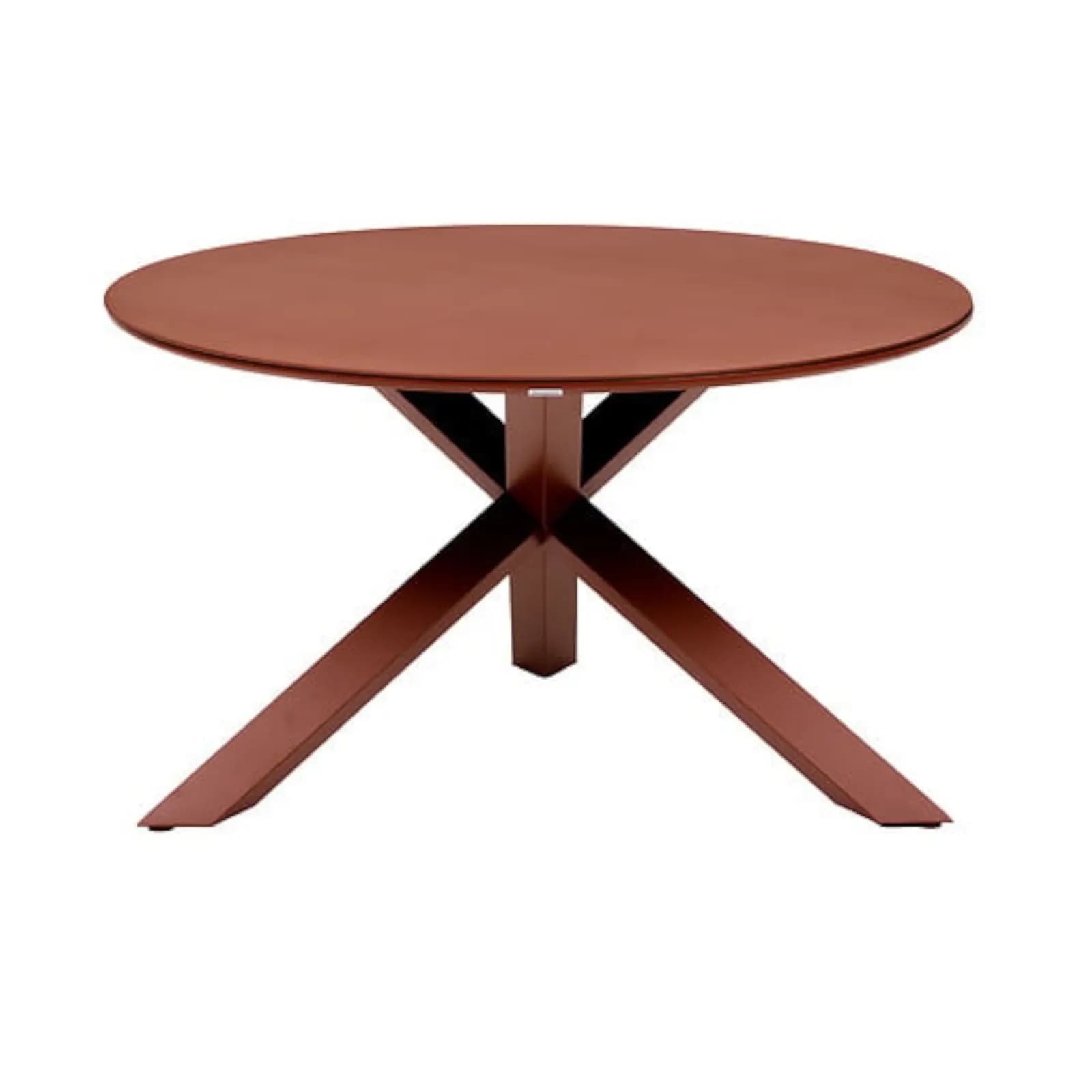 Tavolo rotondo da esterno 130 cm in alluminio mogano con gambe incrociate - Busy