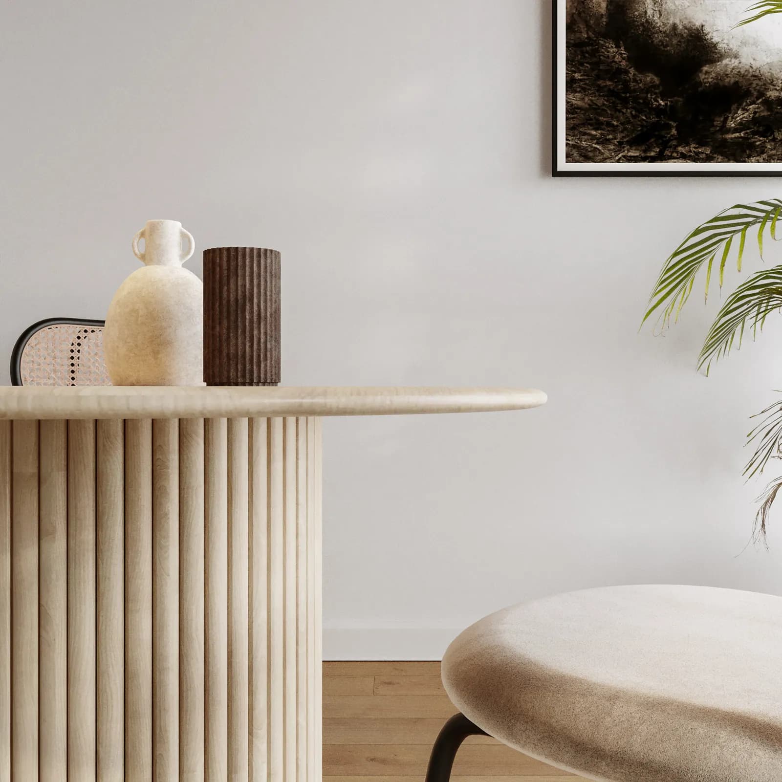 Tavolo da pranzo rotondo 120 cm in legno di mango cannettato - Kurz