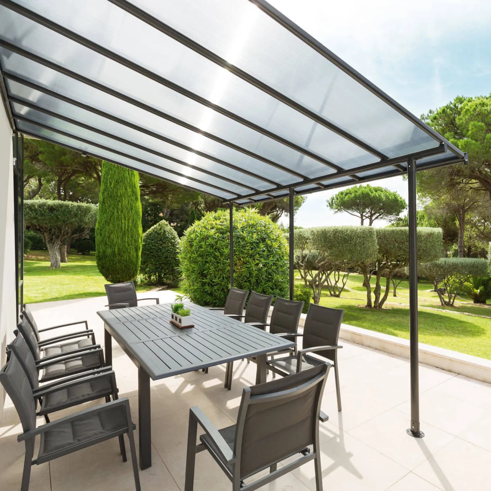 Telo per pergola 6x3 m in poliestere idrorepellente grigio - Shine