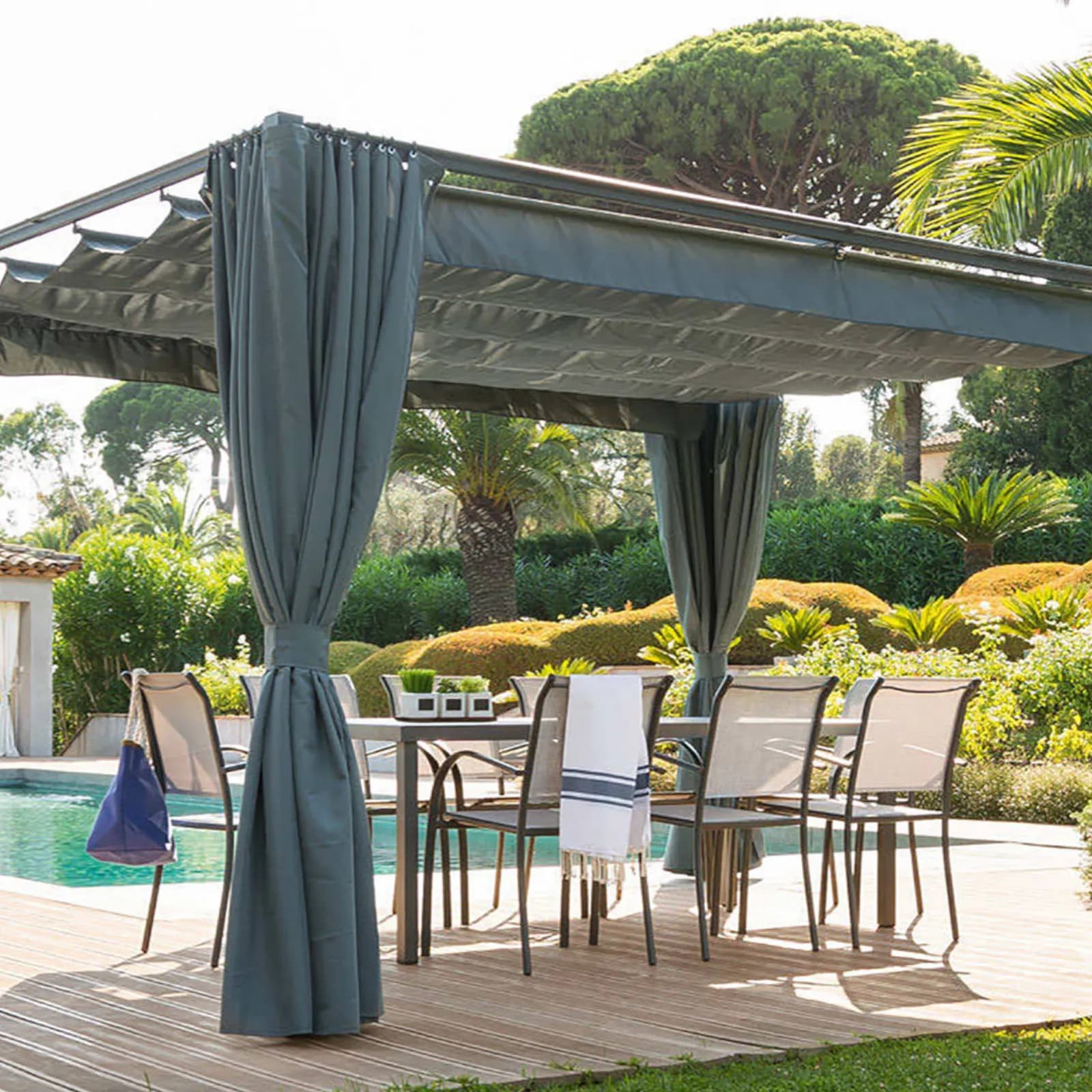 Telo retrattile per tetto gazebo Cefalù 4x3 m in poliestere grigio