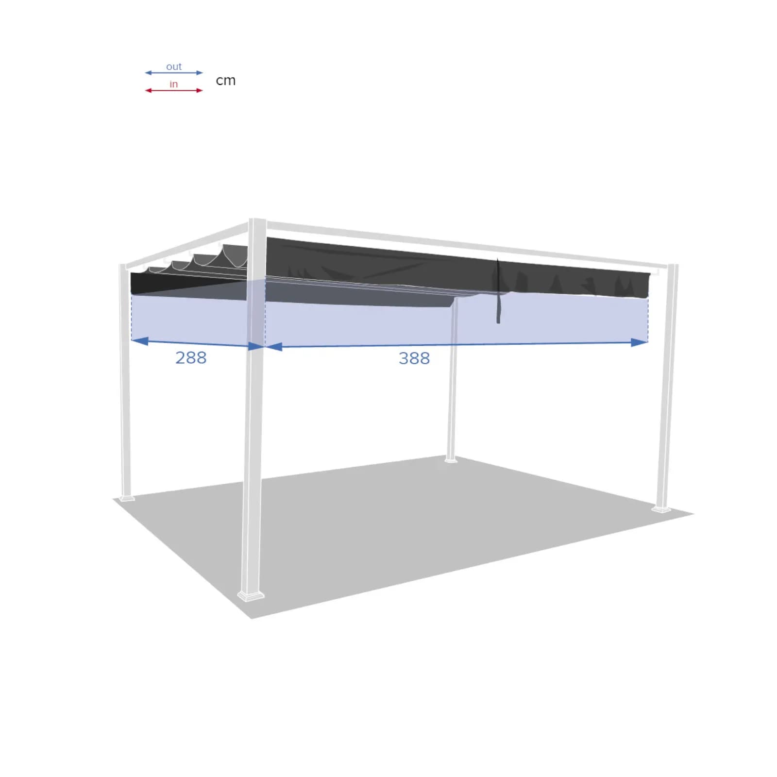 Telo retrattile per tetto gazebo Cefalù 4x3 m in poliestere grigio
