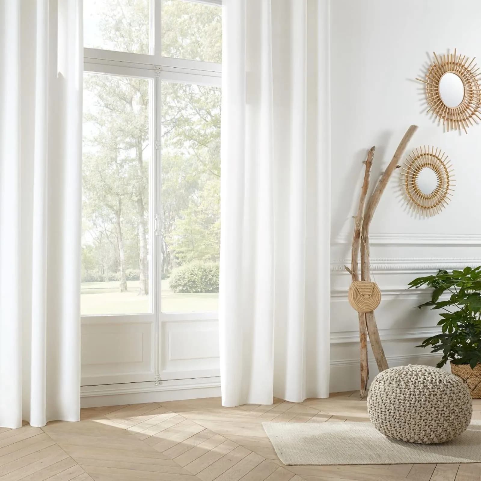 Tenda filtrante 140x260h cm in tessuto crema